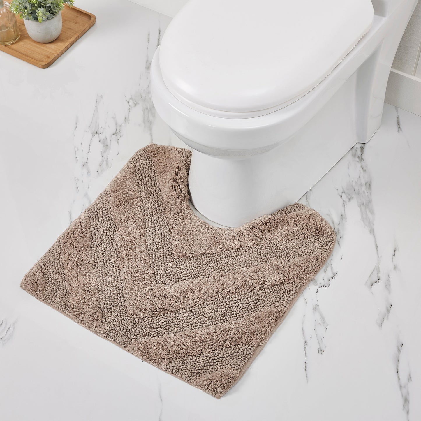 Better Trends 2 Piece Bathroom Rug Set 100% Cotton Extra Soft Tufted Bath Rug Water Absorbent Non-Slip Bath Mat Machine Washable (Beige) Hugo Collection