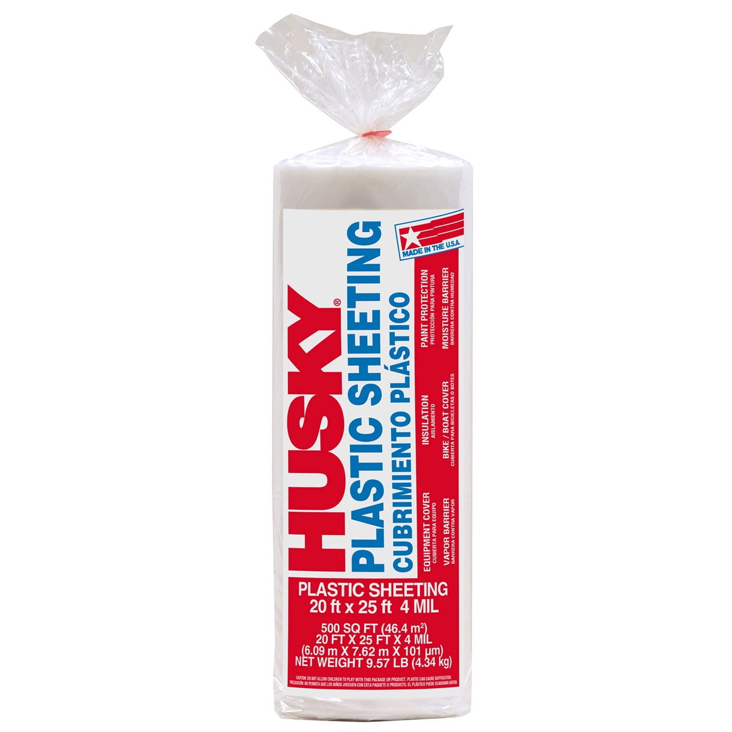 Husky 20' x 25' 4 Mil Clear Plastic Sheeting