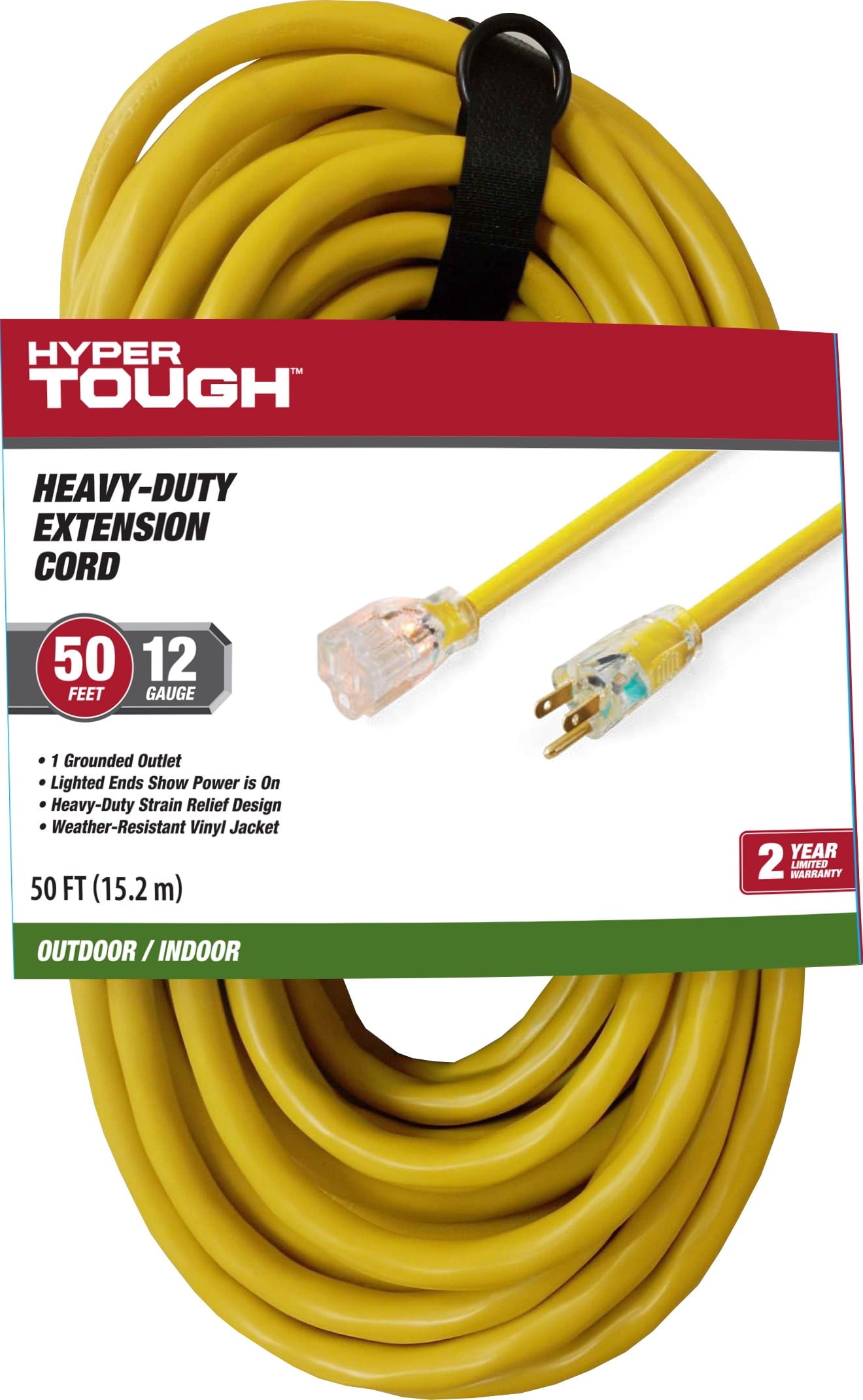Hyper Tough Indoor/Outdoor Heavy Duty Extension Cord, 50’