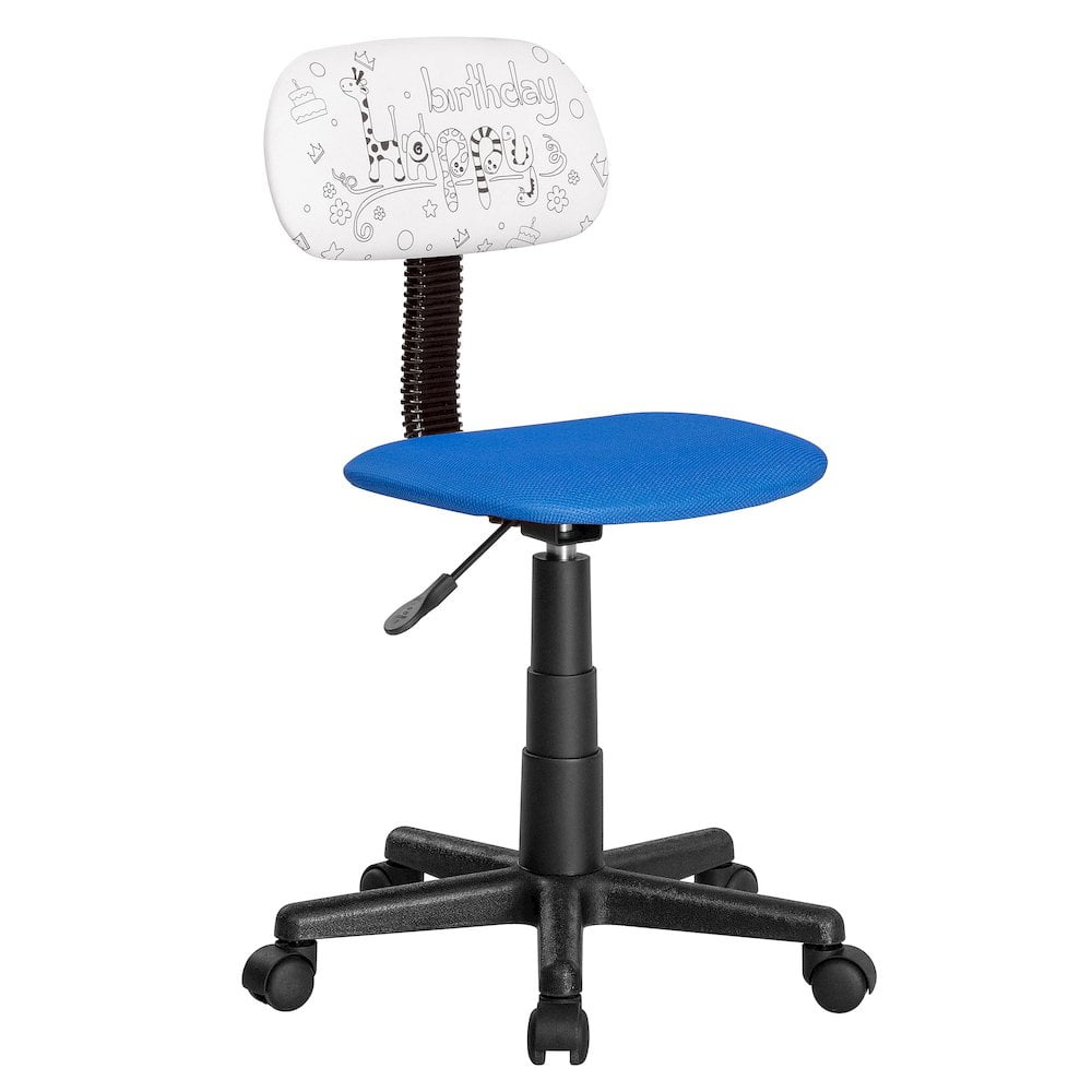 JJS Kids Rolling Drawing Desk Chair, Small Swivel Office Computer Chair for Teens, Low-Back Adjustable Coloring Upholstered Student Task Chair, Blue…