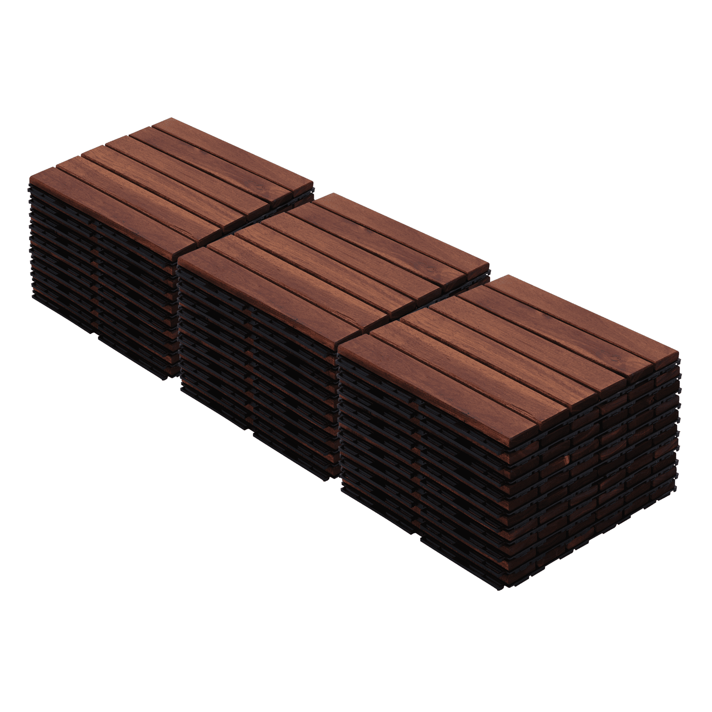 Jopath 30 Pack Interlocking Deck Tiles,12" x 12" Striped Pattern Square Patio Tiles for Indoor Outdoor Use,Patio Floor Decking Tiles for Garden Lawn Porch Poolside Balcony,Brown