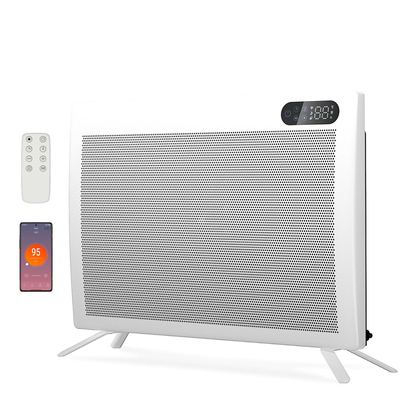 Joreek 1500W Convection Panel Heater Under Desk Freestanding Wall Mountable Quiet Infrared Space Heater Energy Efficient Smart WiFi App