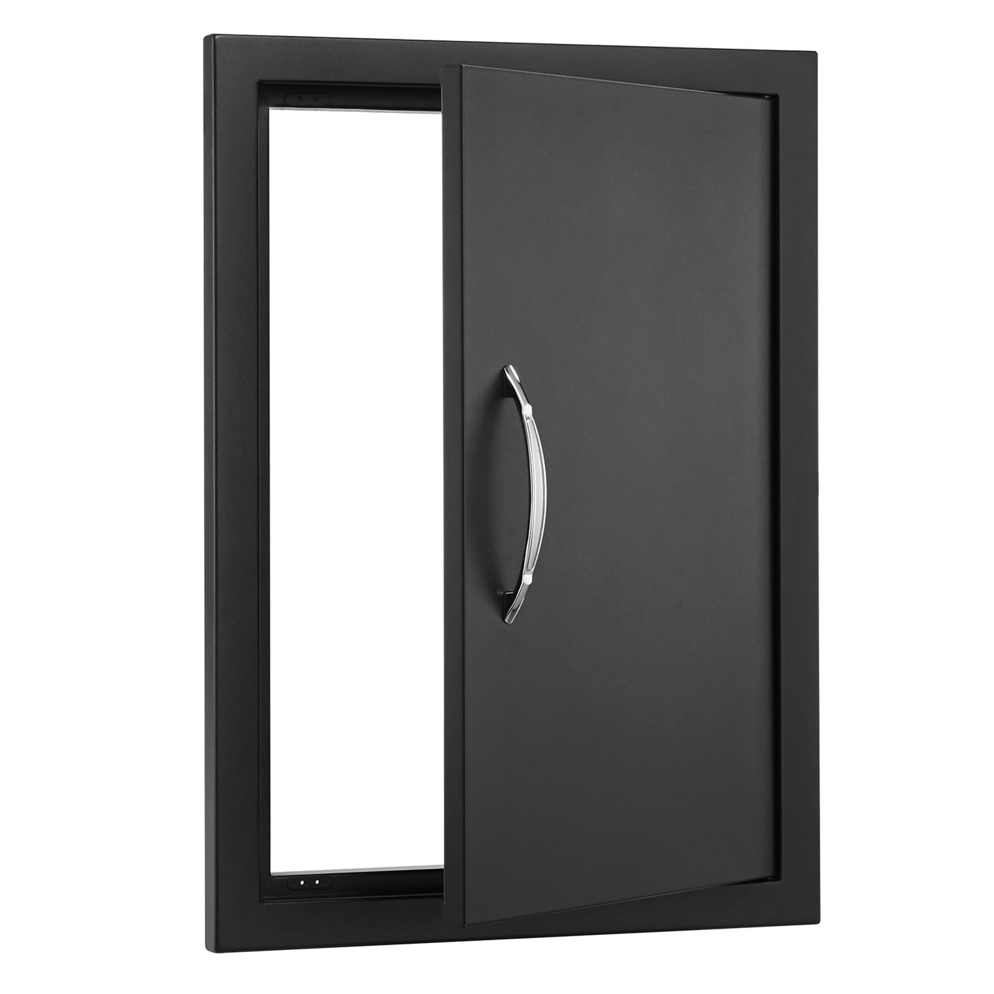 KFFKFF 16W x 22H Inch Single Outdoor Kitchen Access Door, Stainless Steel Flush Mount Door with Handle, Vertical Wall Door for BBQ Island, Grilling Station, and Outdoor Cabinet