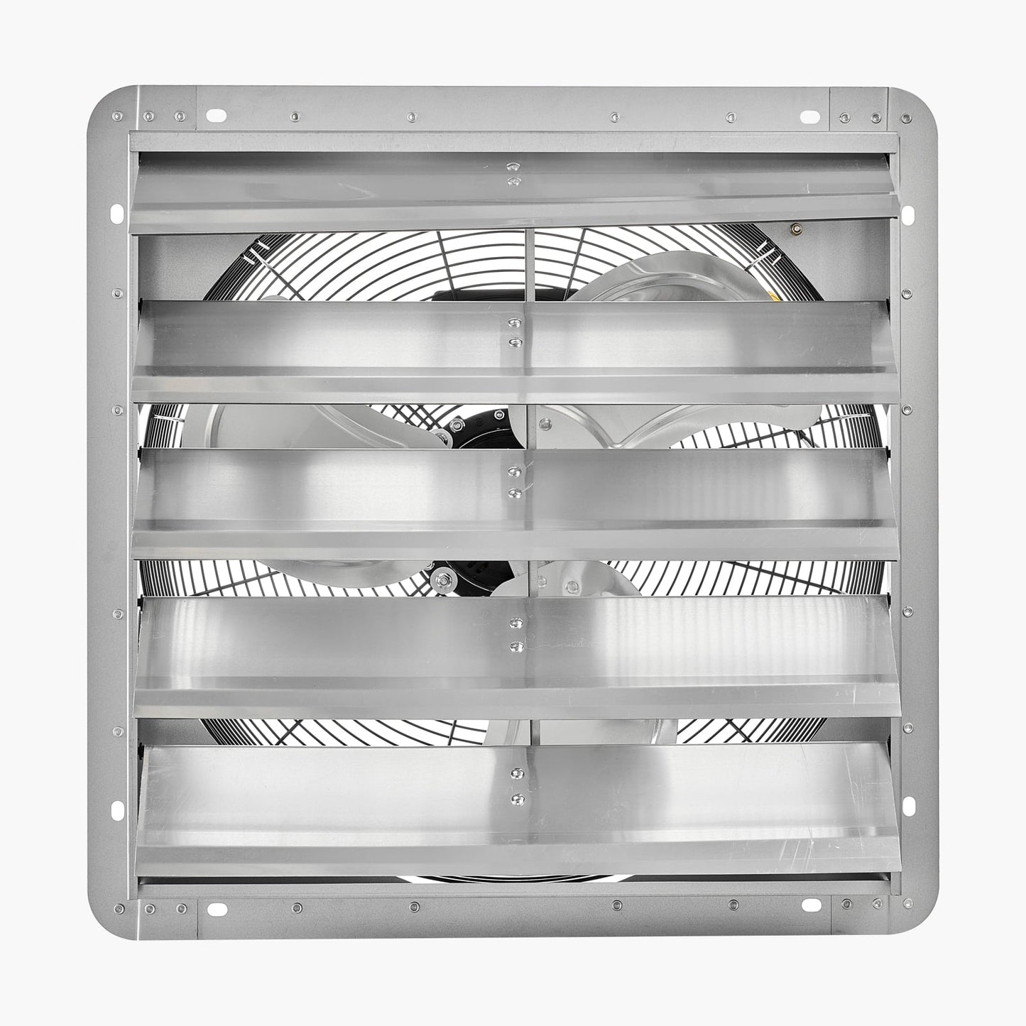 KFFKFF 20-Inch Wall-Mounted Shutter Exhaust Fan, Durable Steel Build, 3000 CFM Airflow, Quiet Operation for Ventilation in Sheds, Garages, and Greenhouses, Silver