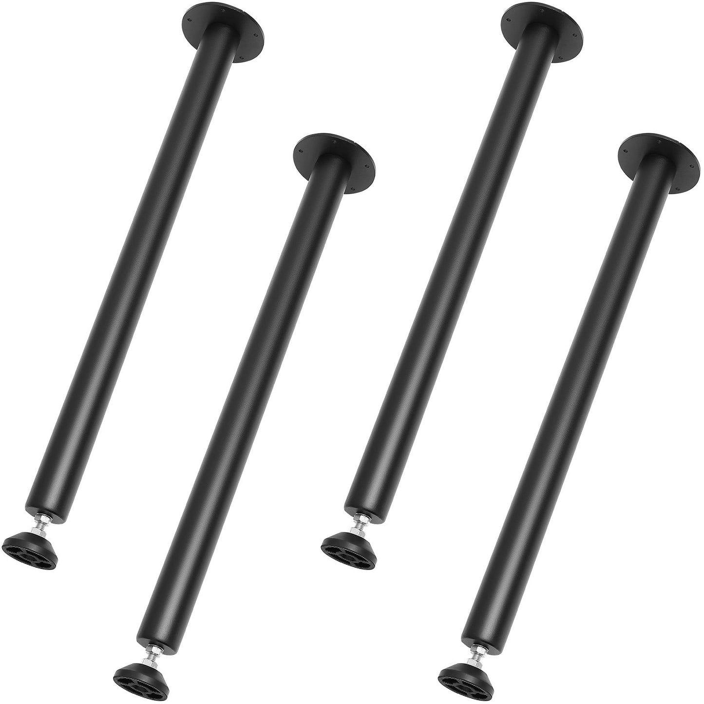 KFFKFF 28-Inch Adjustable Steel Desk Legs, Set of 4 for DIY Furniture, 1200 lbs Load Capacity, Durable Office Table Legs with Easy Installation and Adjustable Foot Caps, Black