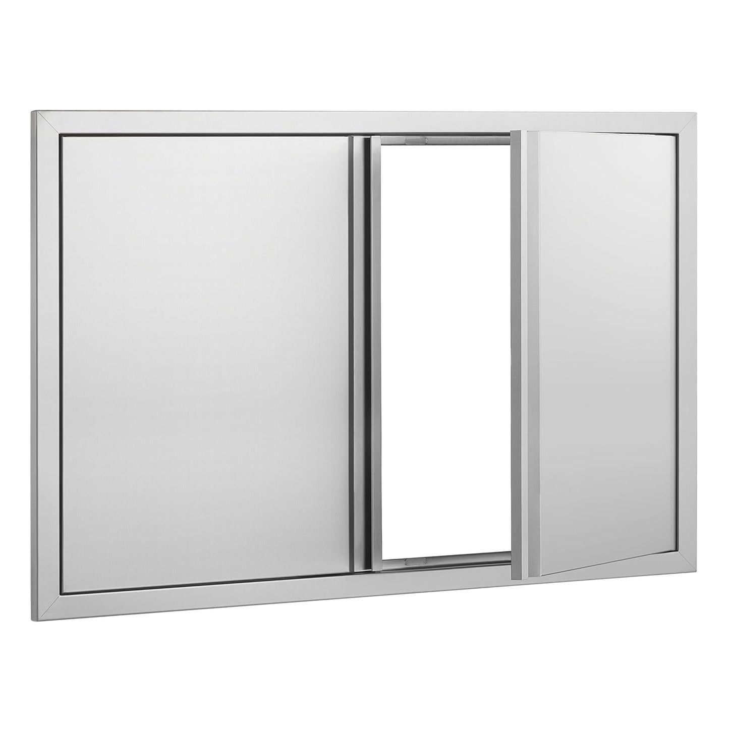 KFFKFF Barbecue Access Door, 36W x 24H Inch Dual Exterior Kitchen Door, Stainless Steel Inset Door, Wall Upright Door with Inset Handles, for Barbecue Island, Grill Station, Outdoor Cupboard