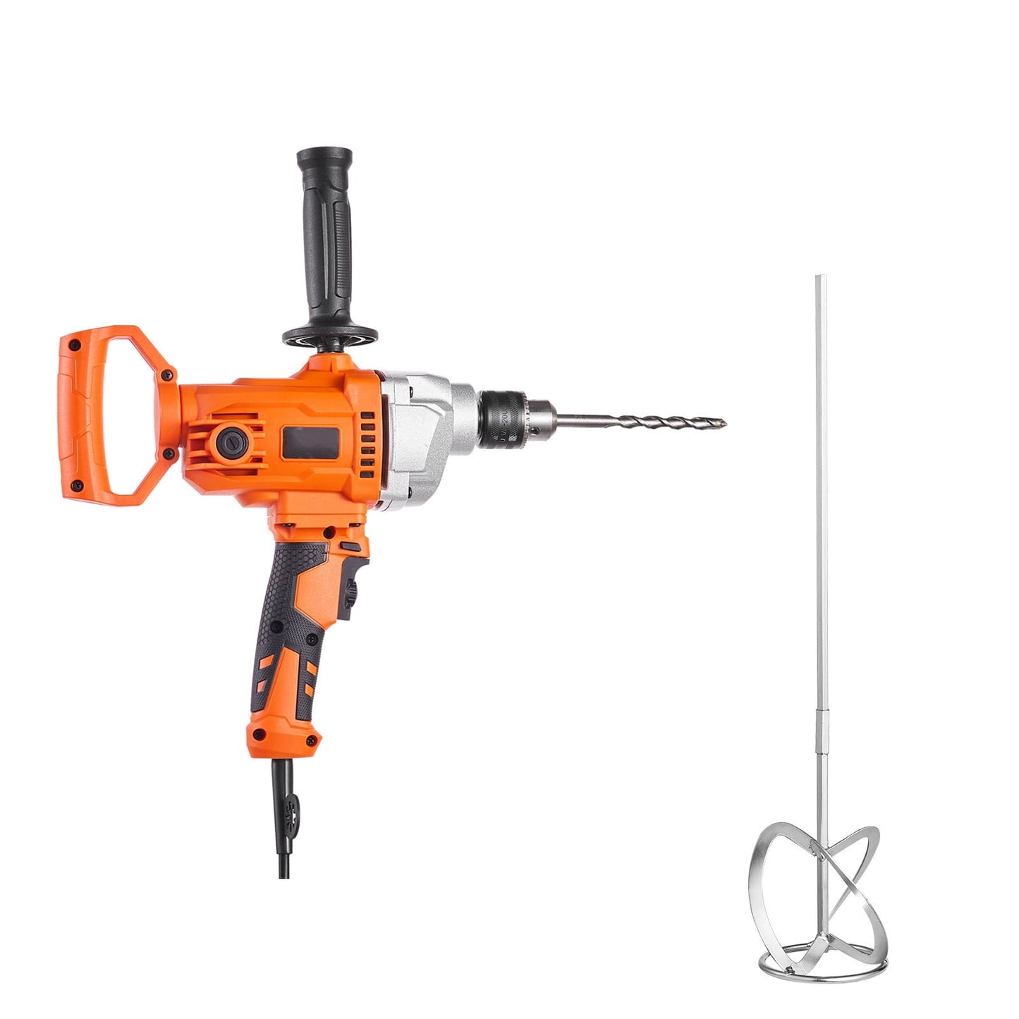 KFFKFF Electric Drill Mixer, 5/8-Inch Corded Mixer Set, 0-850RPM 5.8A Mixing Tool with D-Handle for Drilling and Mixing Tasks, Handheld Mixer for Paint, Cement, and Fodder