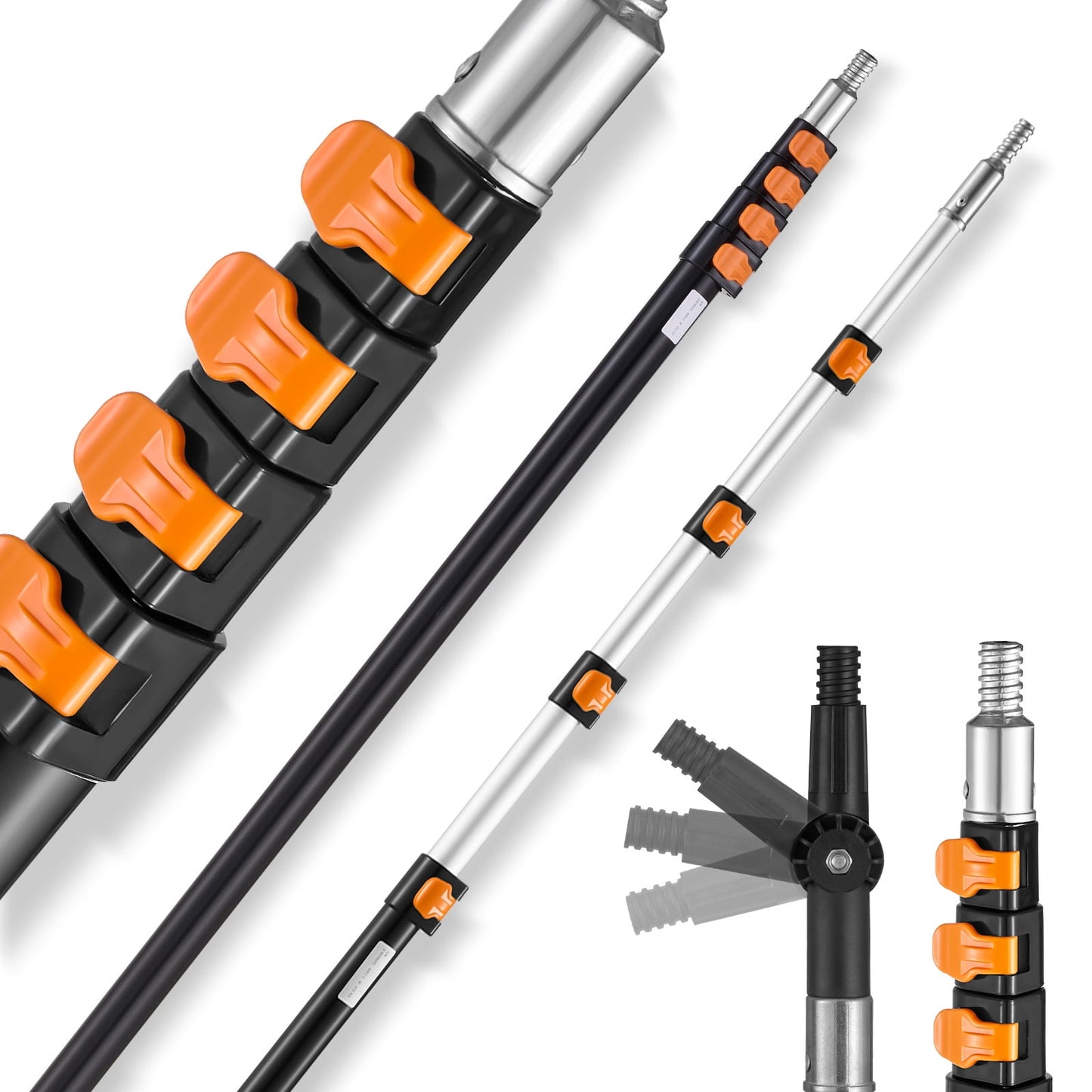 KFFKFF Extendable Rod, Ranging from 7 to 30 FT, Multipurpose Extension Rod, Robust Aluminum Alloy Paint Lengthening Rod with Flip-Lock Mechanism, Adjustable Rod for Paintwork