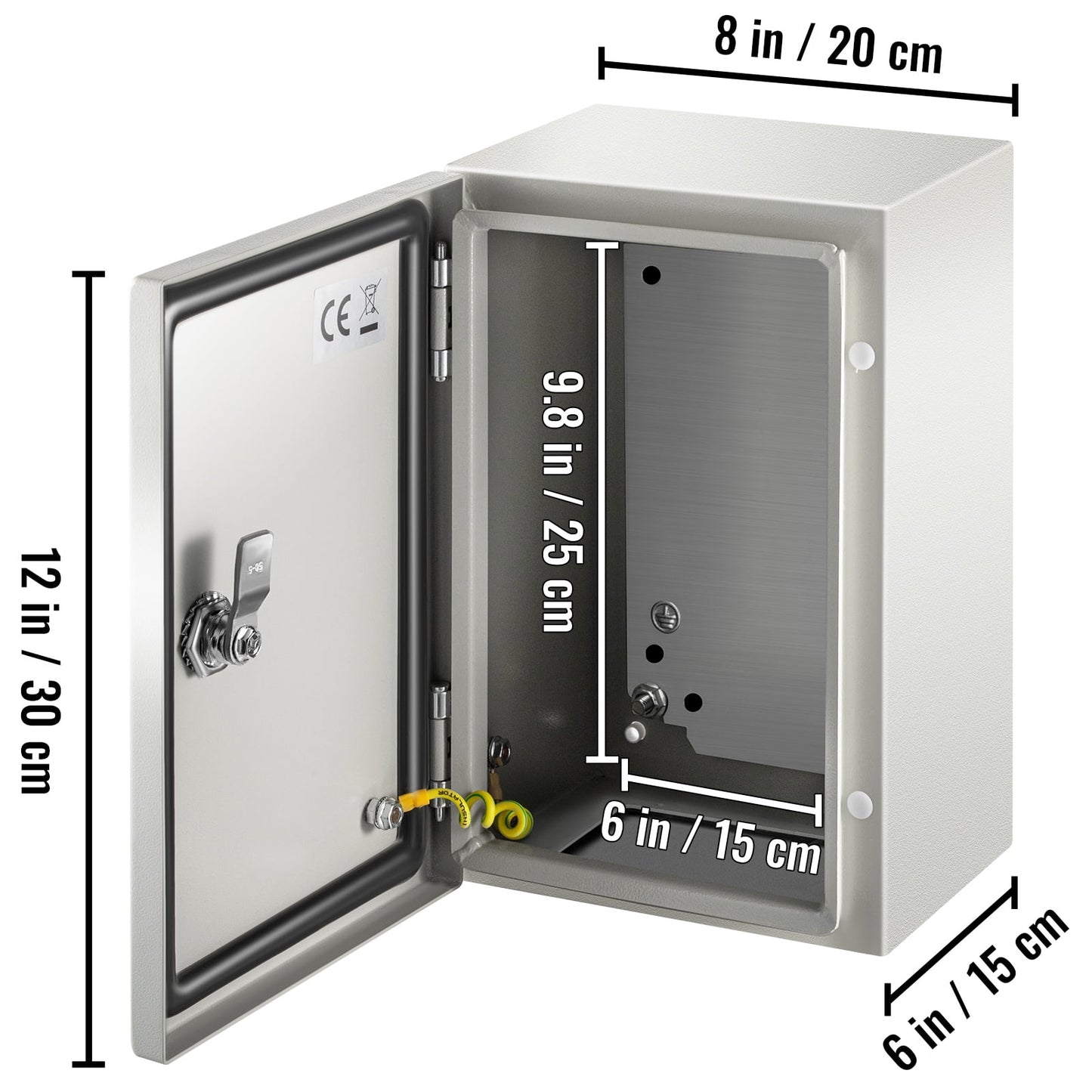 KFFKFF Gray White 12"x8"x6", Stainless Steel IP65 Weatherproof Hinged Junction Electrical Box