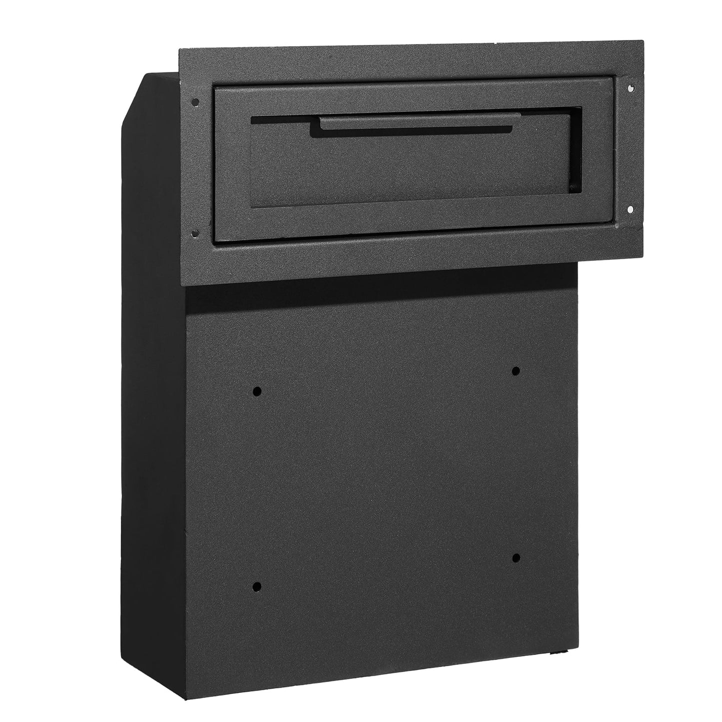 KFFKFF Heavy-Duty Steel Through-Door Mailbox with Key Lock, 12x6x16" Secure Drop Box, Black