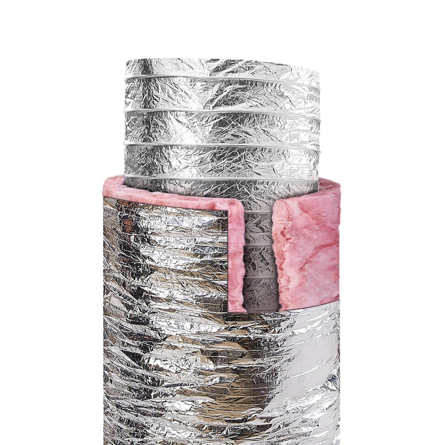 KFFKFF Insulated Flexible Dryer Vent Hose, 4'' Diameter, 25FT Length with 2 Clamps, Durable Three-Layer Design for HVAC Systems, Heating, Cooling, Ventilation, and Exhaust