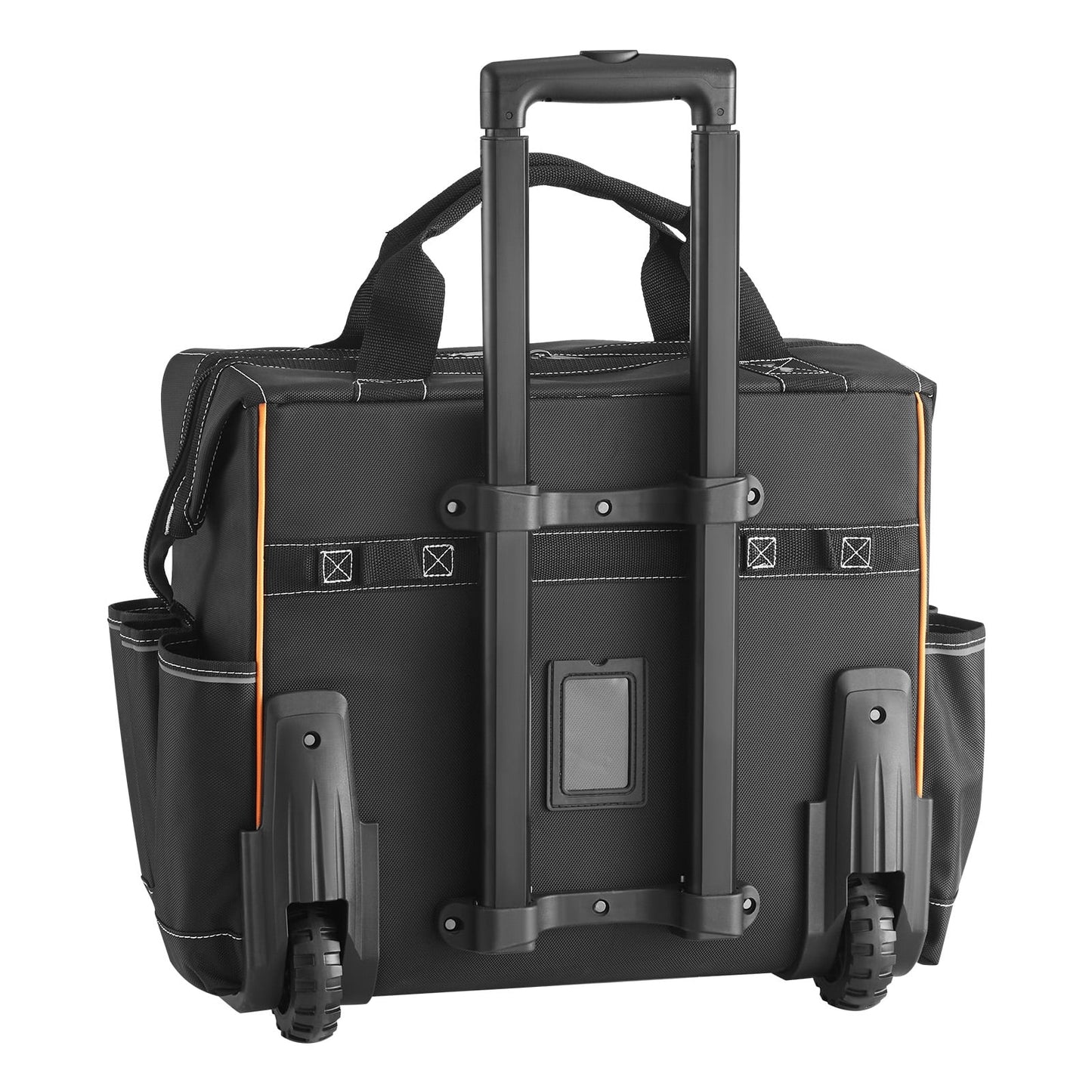 KFFKFF Rolling Tool Bag with Wheels, 110 lbs Capacity, 25 Pockets Durable Tool Organizer with Telescoping Handle & Sturdy Base for Electricians and Construction Workers