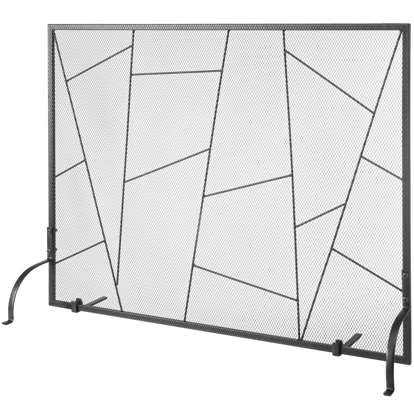 KFFKFF Single Panel Fireplace Screen, Robust Iron Mesh, 35.6"(L) x28.4"(H) Spark Protection, Easy Set-up, Independent Fire Barrier Grid for Contemporary Living Room Home Decoration