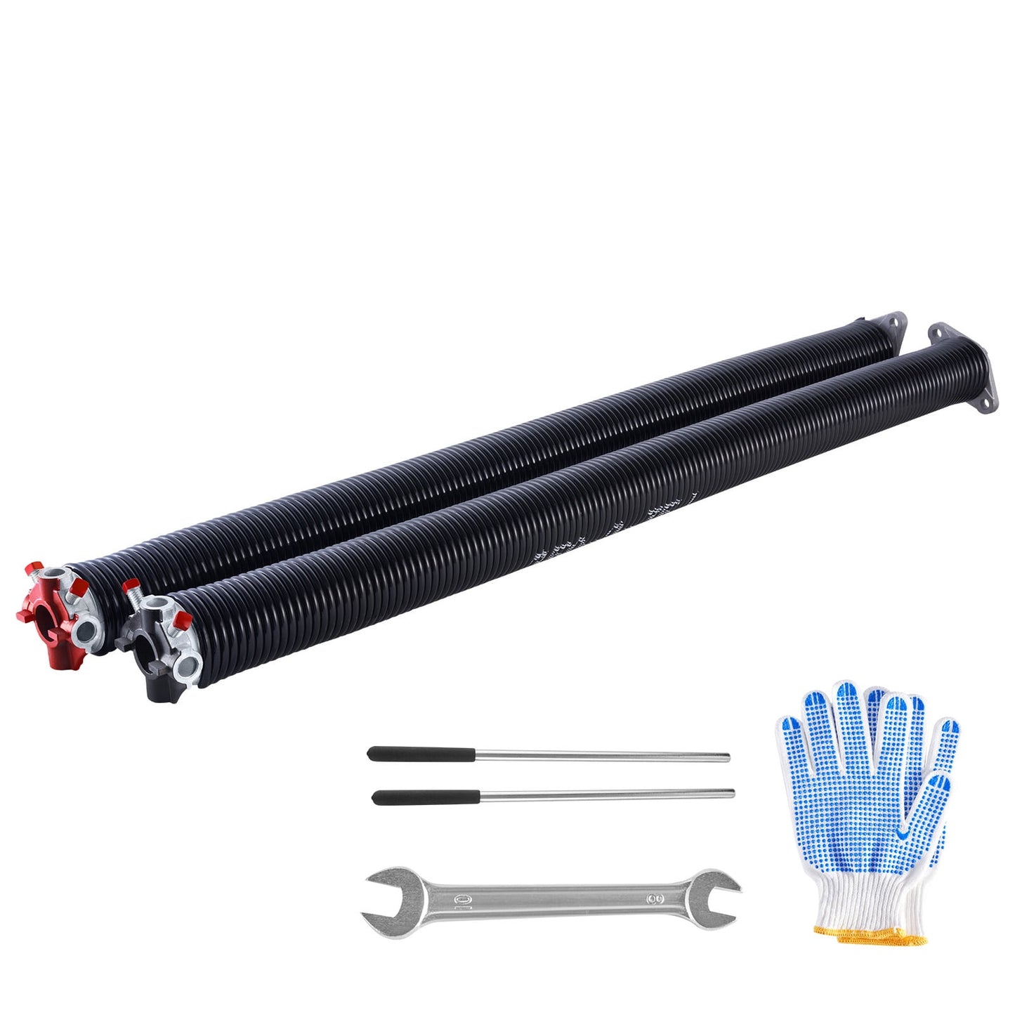 KFFKFF Torsion Springs for Garage Doors, Set of Two, Measuring 0.250 x 2 x 35 inches, 16000 Cycle Life, Coated in Electrophoresis Black for Substitution, Garage Door Springs Complete