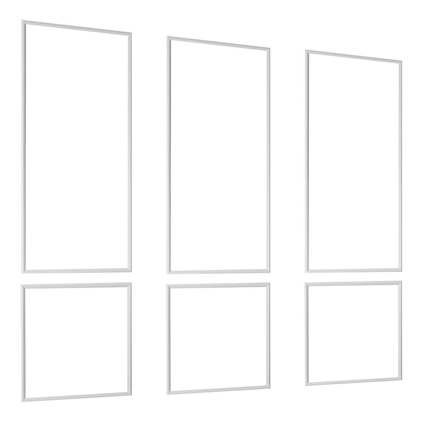 KFFKFF Wall Molding Wainscoting Panels Kit, 3 Pack, Lightweight Paintable Polystyrene Material, Waterproof Interior Wall Trim, White