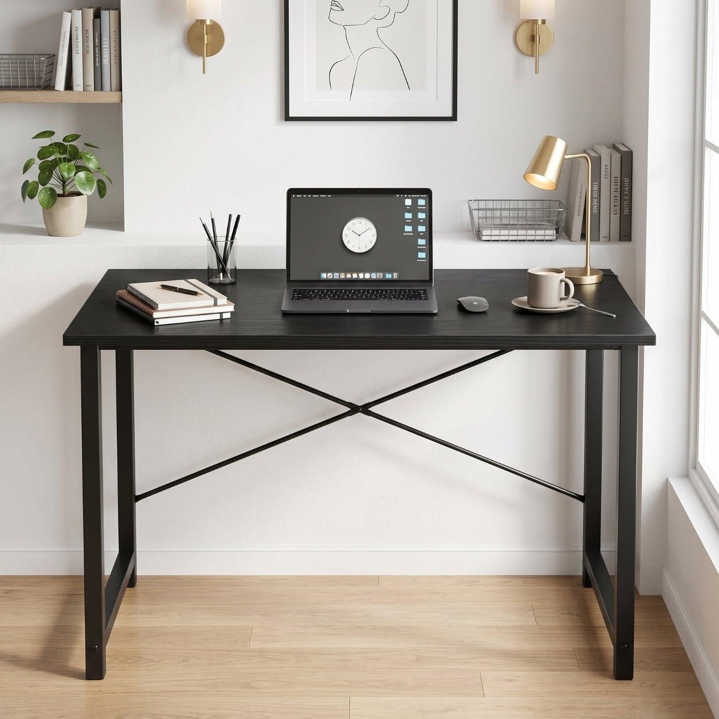 Kelno 40.5 Inch Computer Desk Simple Office Desk Table for Gaming Home Writing Study Desk,Black