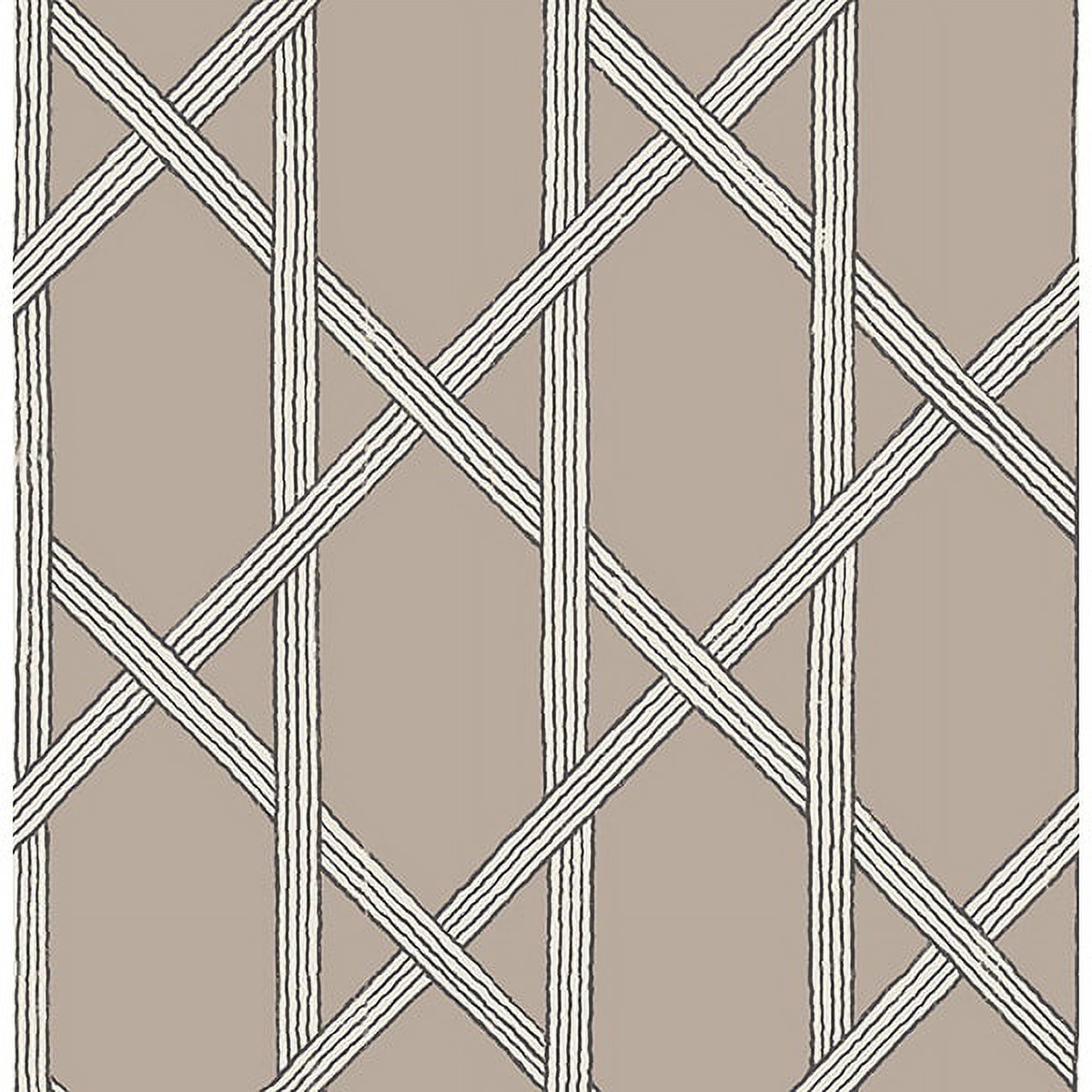 Kenneth James Mandara Taupe Trellis Wallpaper, 20.5-in by 33-ft, 56.4 sq. ft