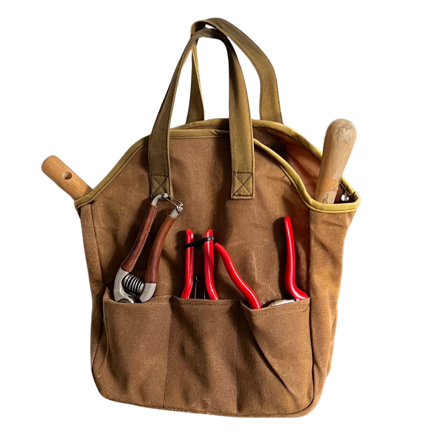 Kings County Tools Garden Tool Bag - 12x14†Waxed Canvas Tote Bag Gardening Caddy with Pockets