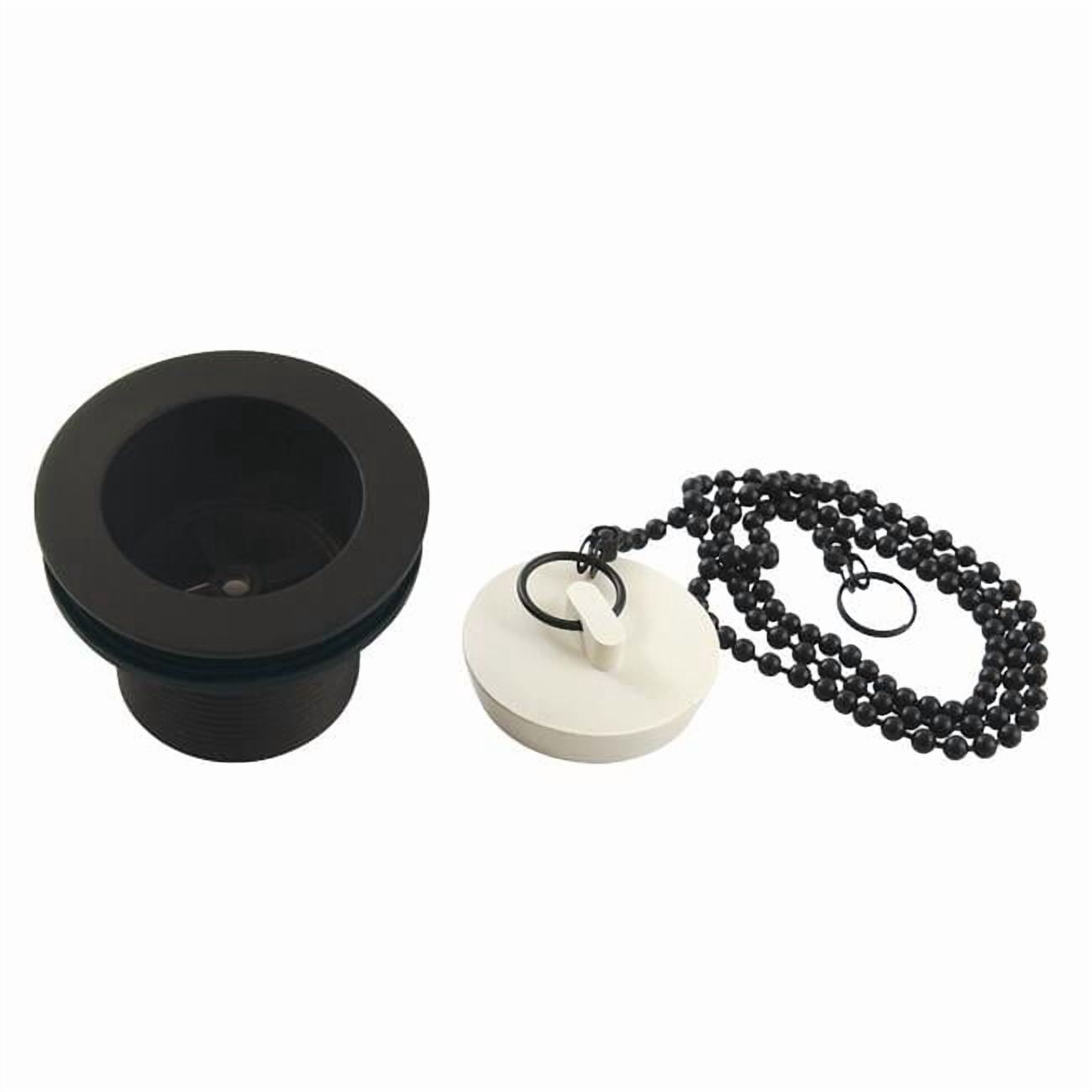 Kingston Brass 1.5 in. Chain & Stopper Tub Drain with 1.5 in. Body Thread, Matte Black