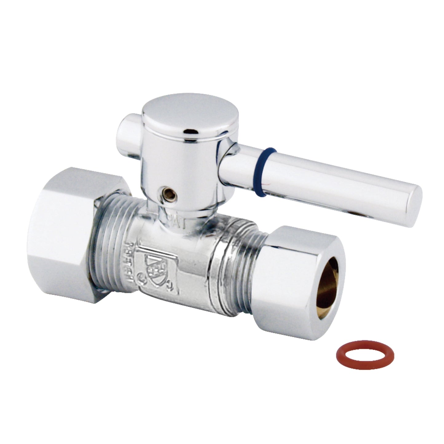 Kingston Brass CC44451DL 5/8-Inch O.D. Comp x 1/2-Inch O.D. Comp Quarter-Turn Straight Shut-Off Valve in Polished Chrome