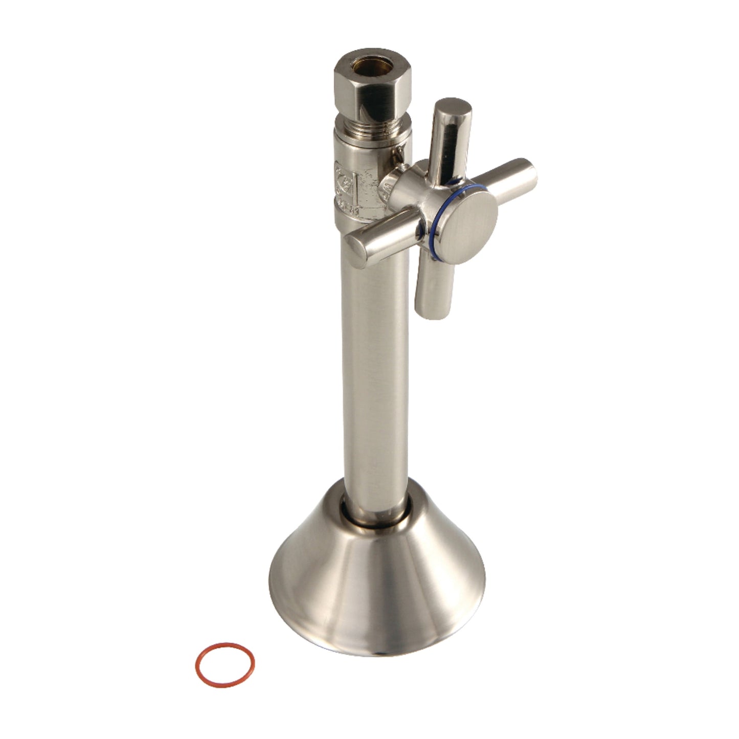 Kingston Brass CC83258DX 1/2-Inch Sweat x 3/8-Inch O.D. Comp Straight Shut-Off Valve with 5-Inch Extension in Brushed Nickel