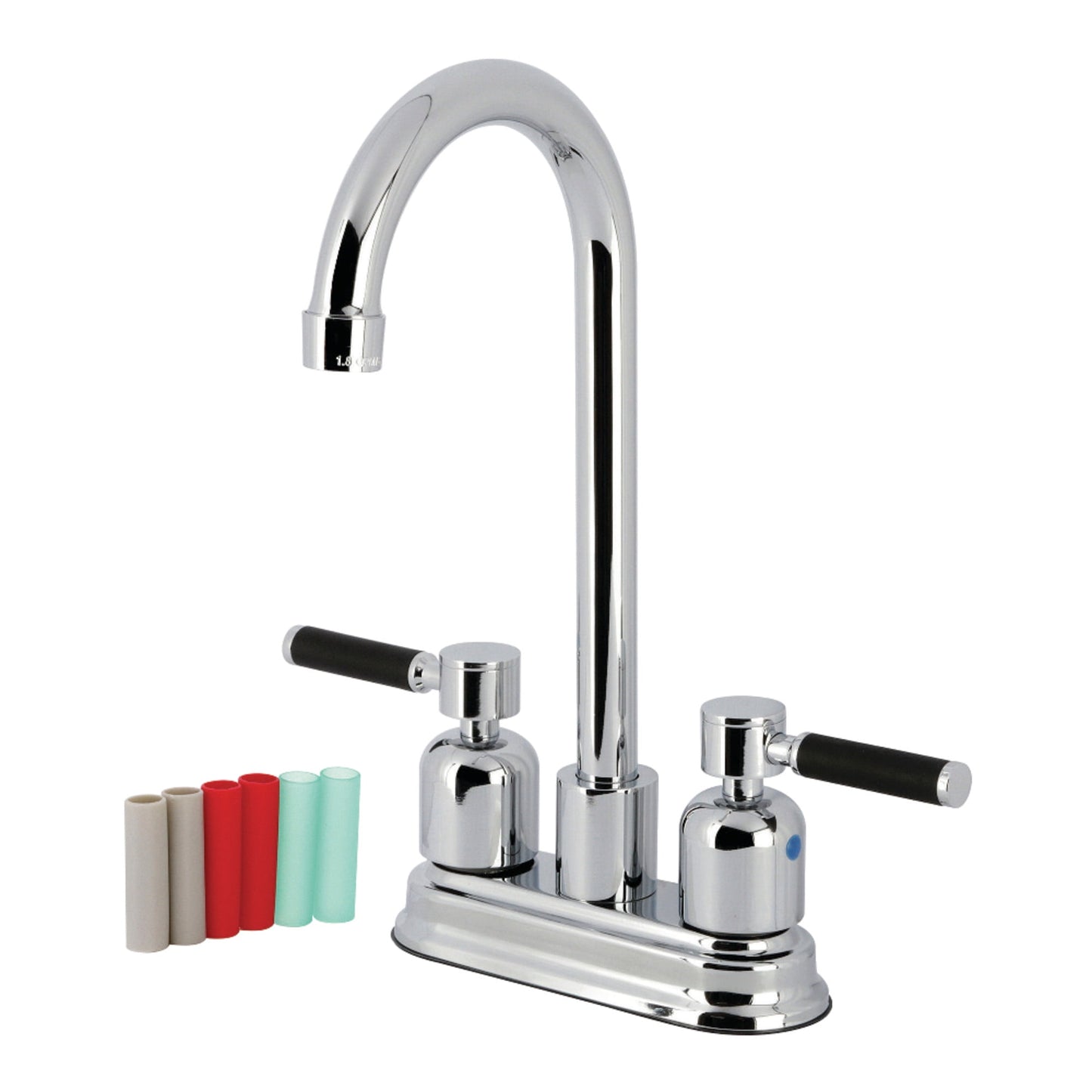 Kingston Brass FB8491DKL Kaiser Double-Handle 4" Centerset High-Arc Bar Faucet, Polished Chrome