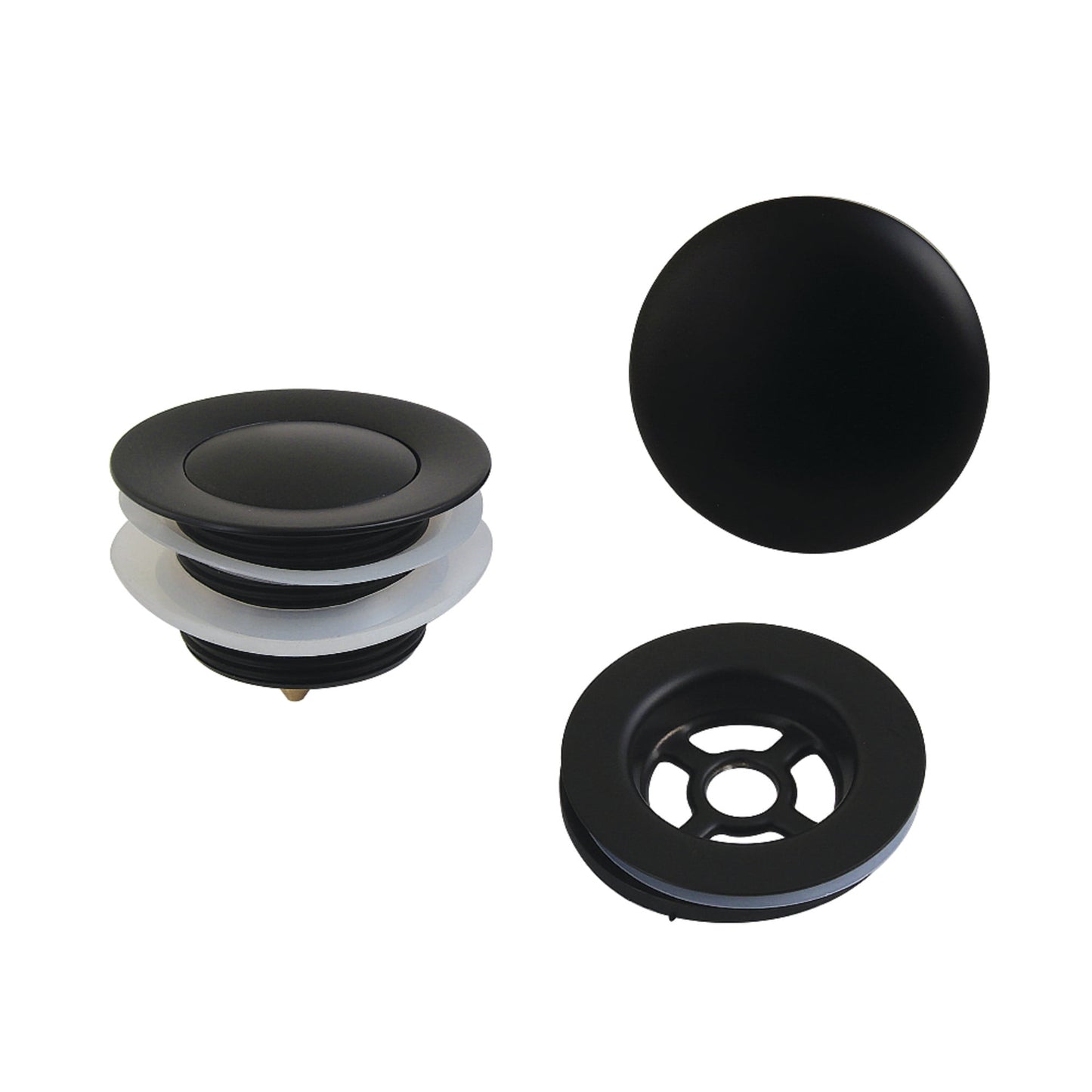 Kingston Brass VTDETRIM0 Trimscape Toe Touch Tub Drain Trim Kit with Overflow Plate, Matte Black
