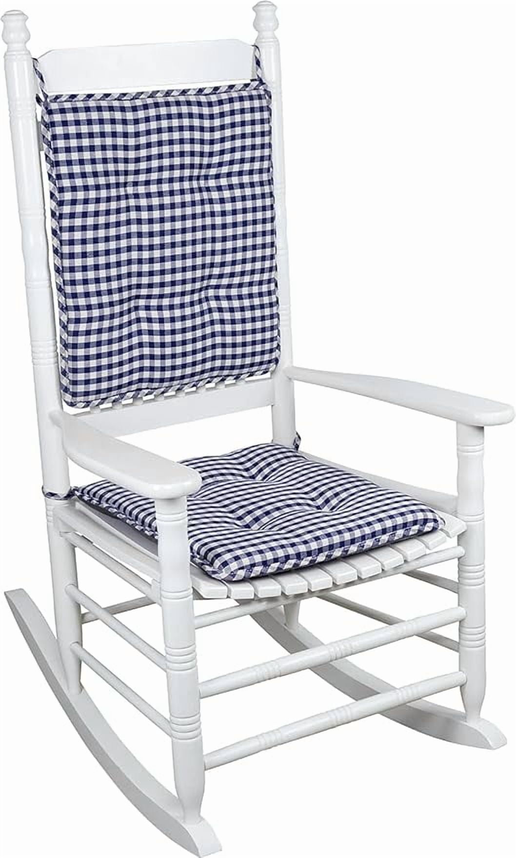 Klear Vu Porch Rocking Chair Cushions Set, Suitable for Living Room Rockers, Stylish Seat and Back Pads Include Non-Slip Bottom + Fabric Ties, 20" X 17" X 2â€, Navy