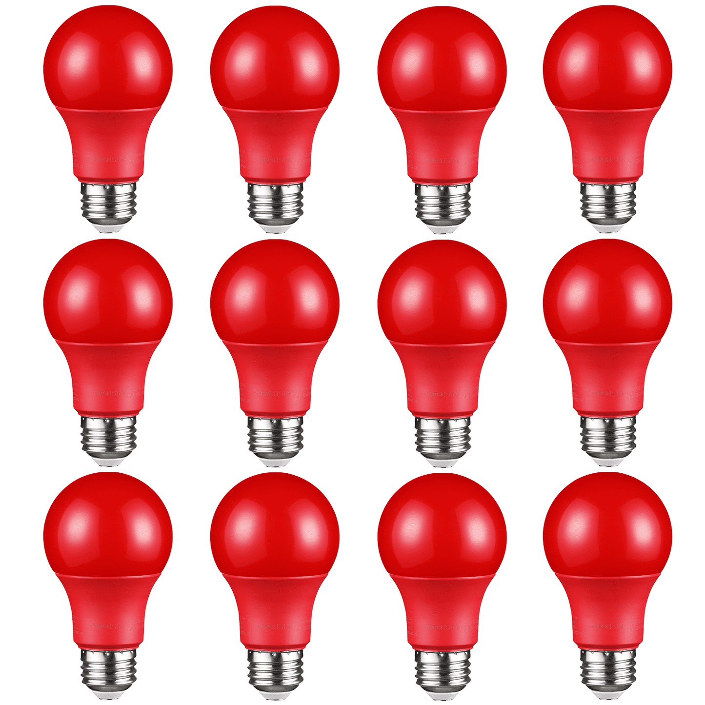 LED A19 Red Bulbs, 8W (40W Equivalent) Light Bulb, E26/E27 Base, Outdoor Bug Free Lights for Porch, Patio, Backyard, Entry Way, Pack of 12