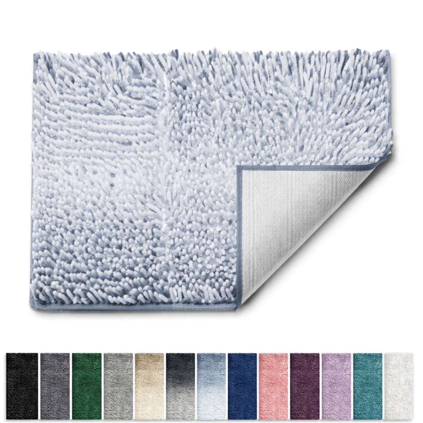 Lammaloe Chenille Bathroom Rugs Non Slip Bath Mat, 24×36 Ultra Absorbent, Bath Mats for Bathroom, Ombre Blue