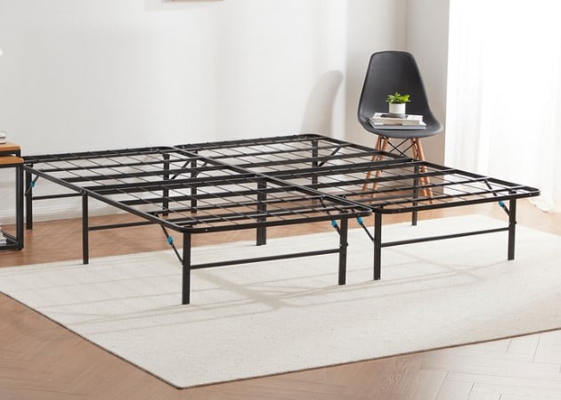 Lammaloe Foldable Full Size Bed Frame with 14" Storage, Metal Platform Foldable Bed Base, No Box Spring Required, Tool Free Assembly