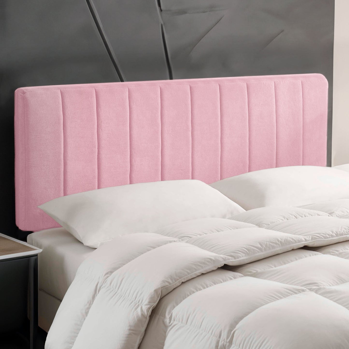 Lammlaoe King Headboard Only, Upholstered Wall Mounted, Peel and Stick Installation, Sound Reducing 3D Panel Design, Easy Assembly, Pink