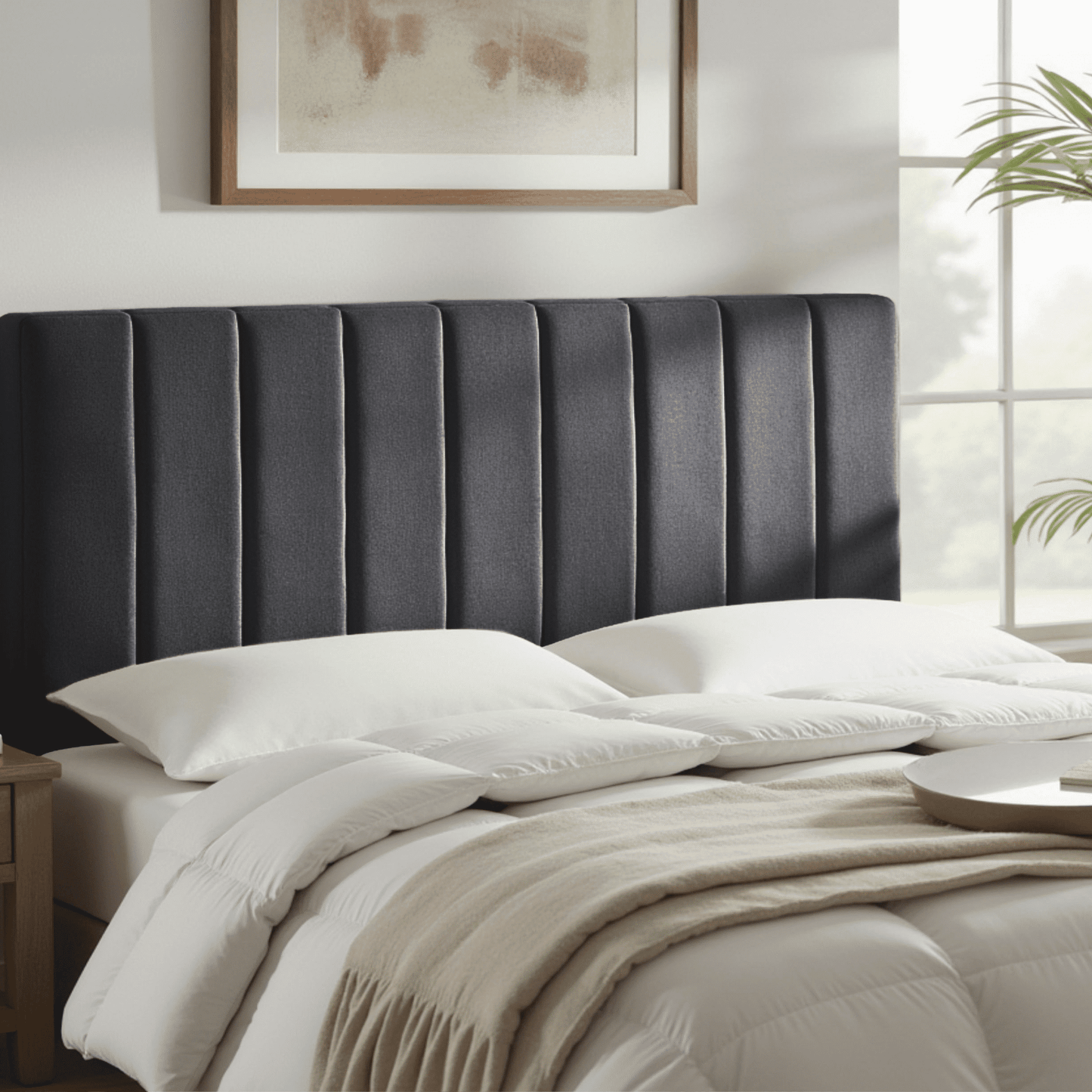 Lammlaoe Twin Headboard, Upholstered Wall Mounted, Peel and Stick Installation, Sound Reducing 3D Panel Design, Easy Assembly, Gray
