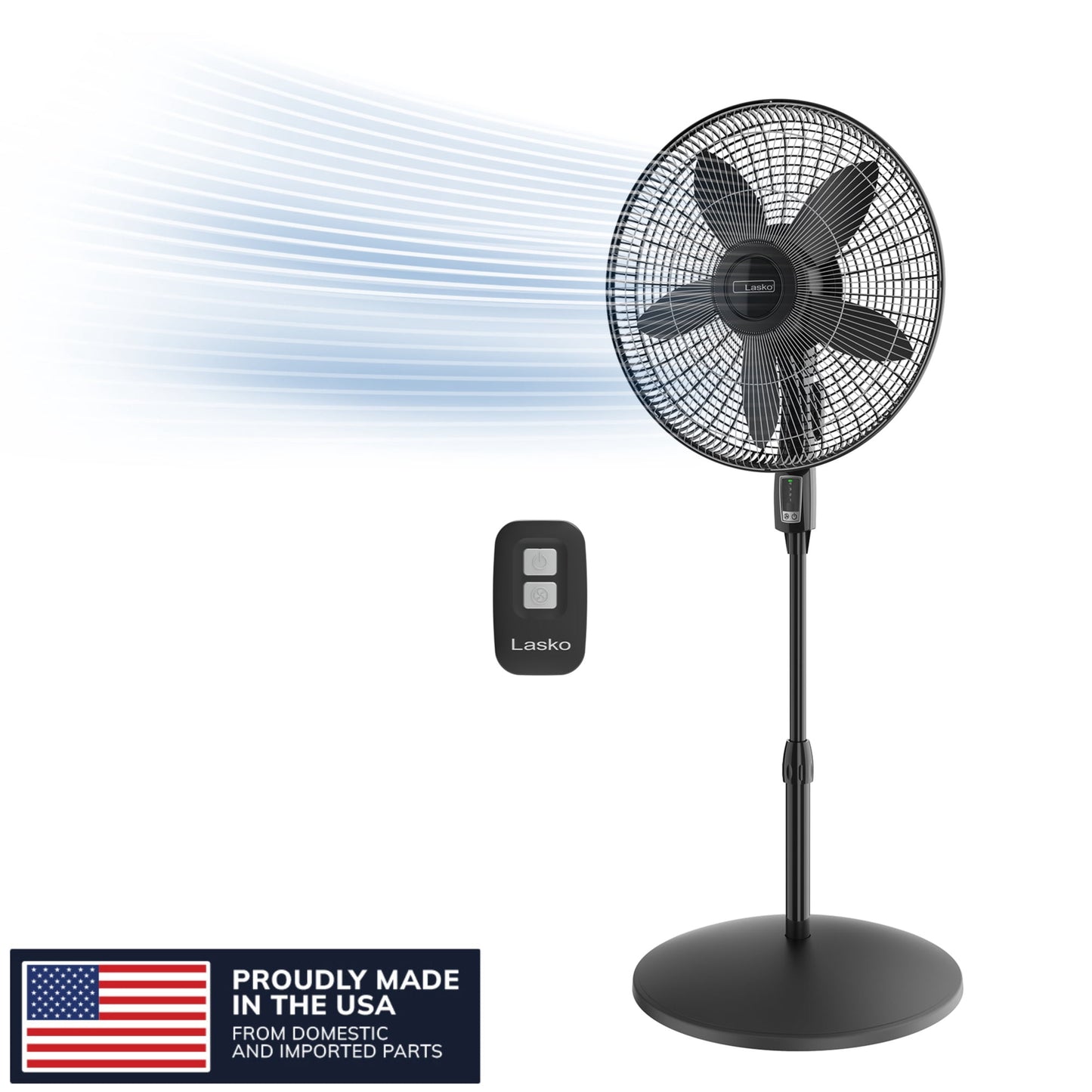 Lasko Cyclone Max 18" 4-Speed 23 ft/s High-Velocity Remote Controlled Pedestal Fan, Black, S18605