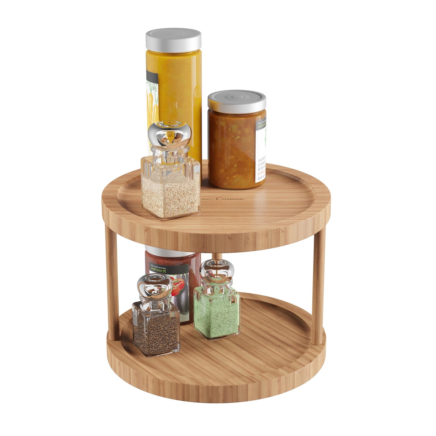 Lazy Susan – All-Natural Bamboo Round Two Tier Turntable with 10 inch Diameter by Classic Cuisine