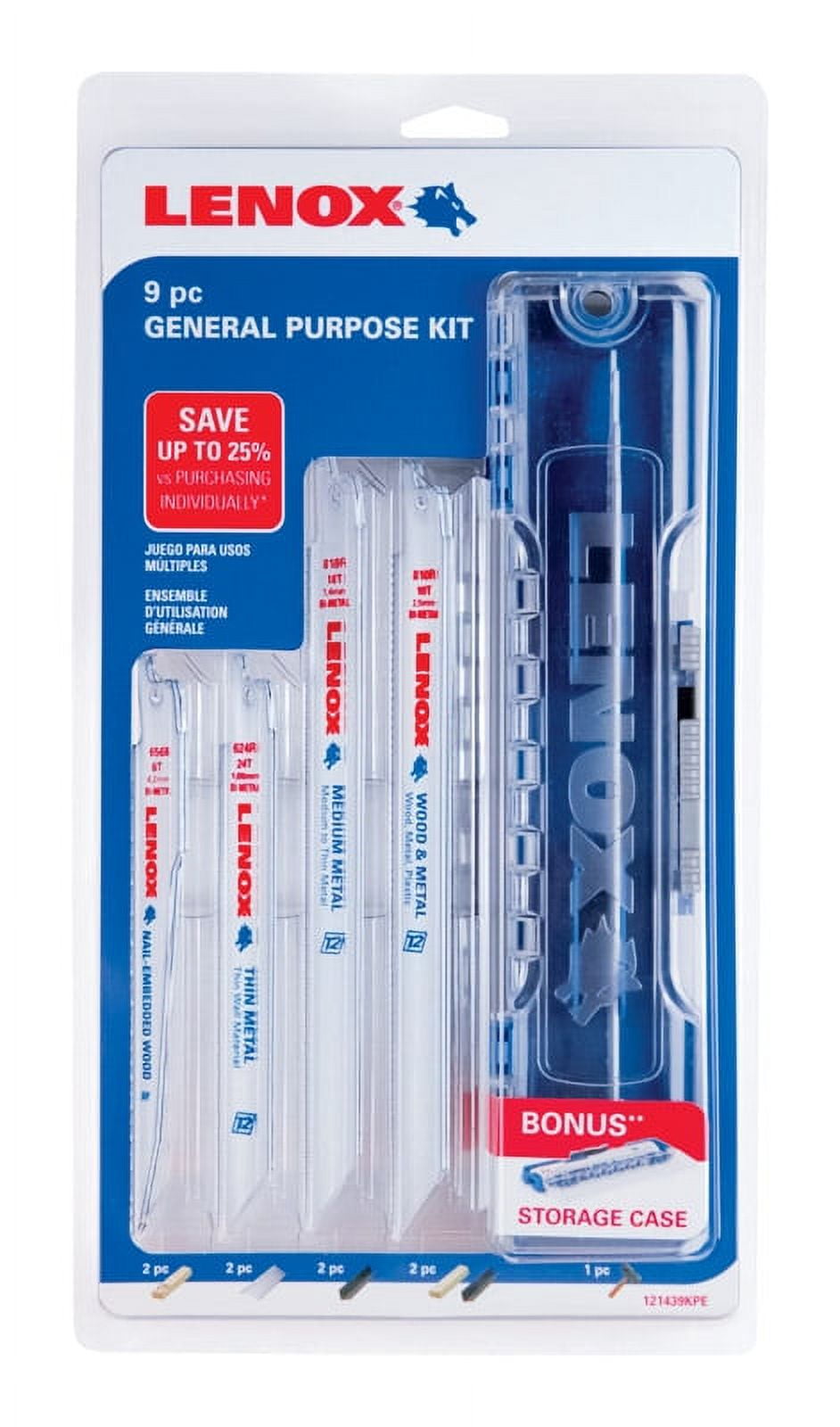 Lenox Assorted in. Bi-Metal Reciprocating Saw Blade Set Multi TPI 9 pk