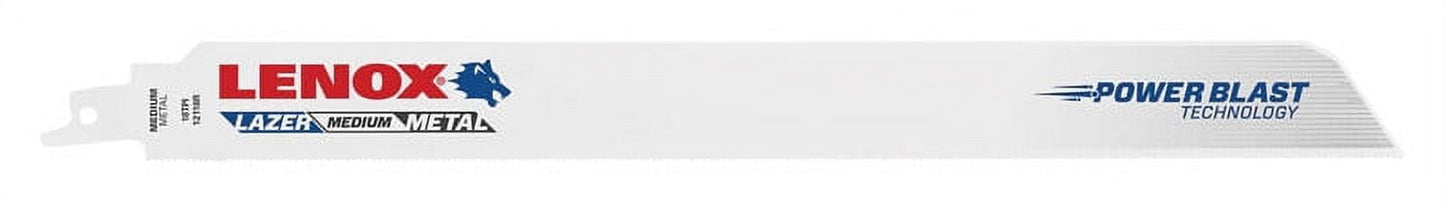 Lenox Lazer 12 in. Bi-Metal Reciprocating Saw Blade 18 TPI 5 pk