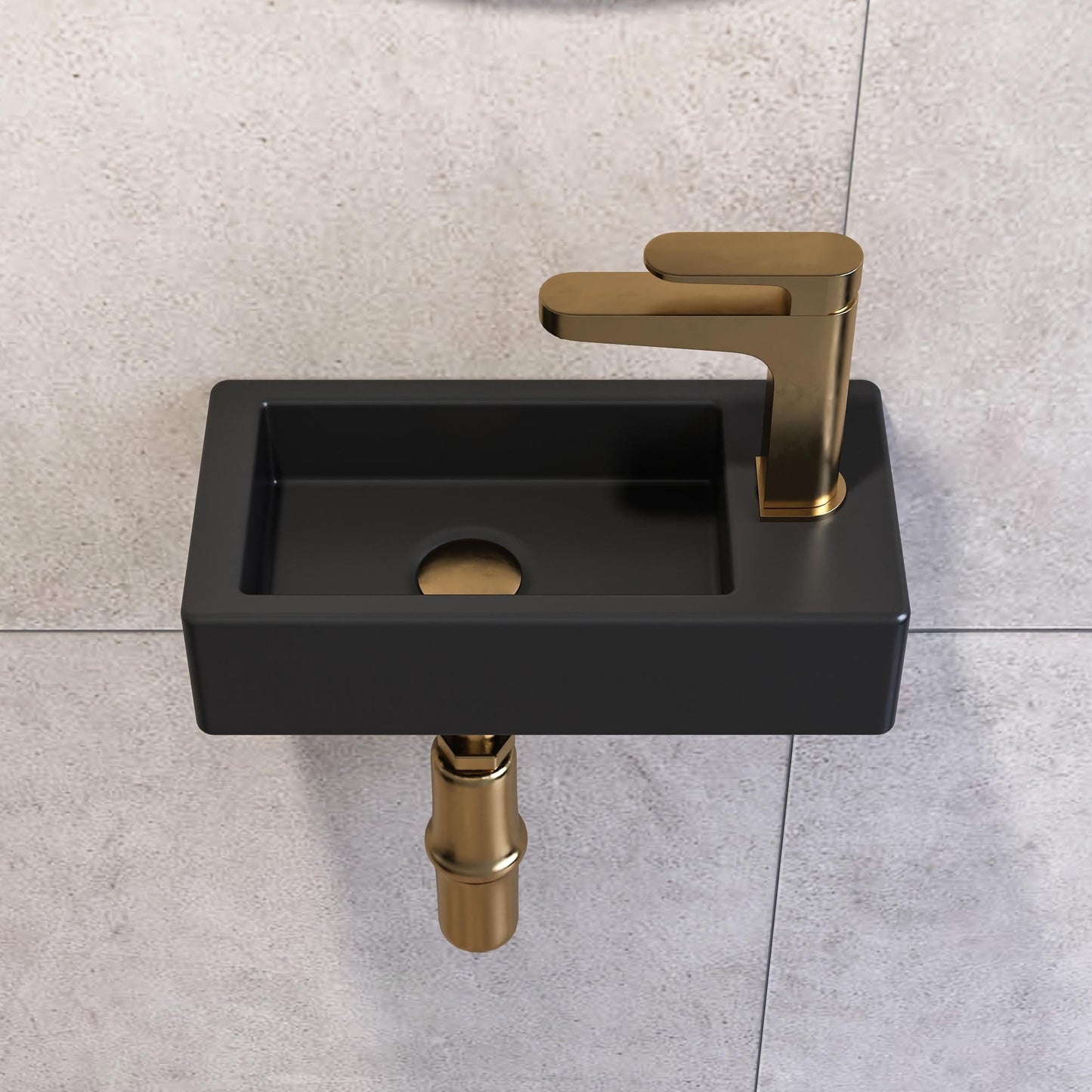 Liberty Ceramic Rectangular Handmade Wall Mount Bathroom Vessel Sink in Black