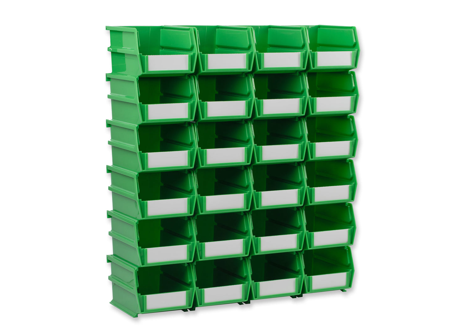 LocBin 5-3/8 In. L x 4-1/8 In. W x 3 In. H Green Stacking, Hanging, Interlocking Polypropylene Bins, 24 CT