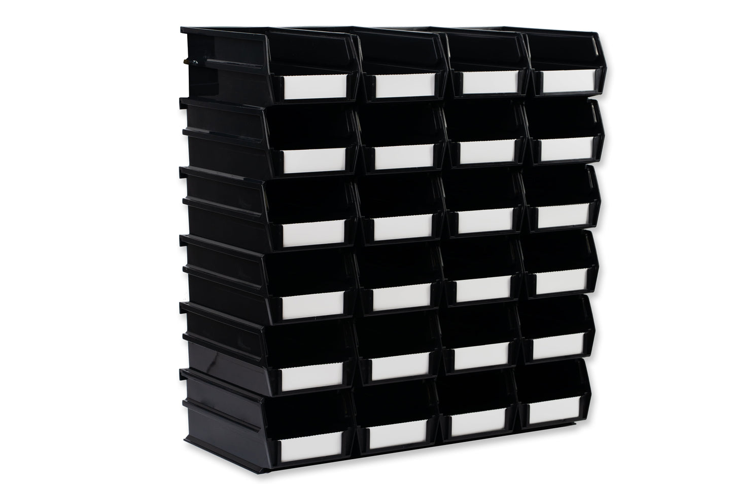 LocBin 7-3/8 In. L x 4-1/8 In. W x 3 In. H Black Stacking, Hanging, Interlocking Polypropylene Bins, 24 CT