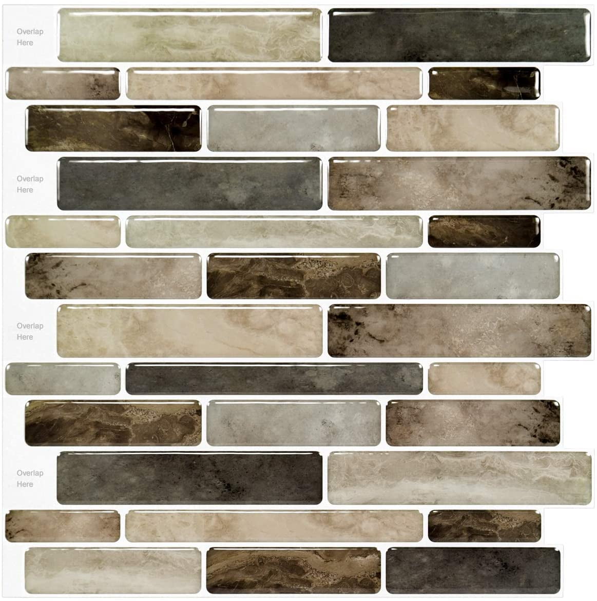 10 Sheets Premium Anti Mold Peel and Stick Backsplash Tiles for Kitchen 12"x12" Marble Design