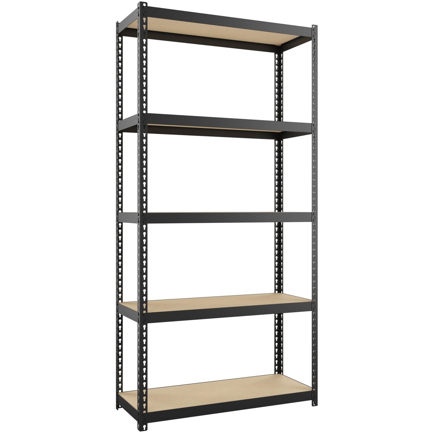 Lorell Narrow Steel Shelving - 60" Height X 30" Width X 12" Depth - 28% Recycled - Black - Steel - 1 Each