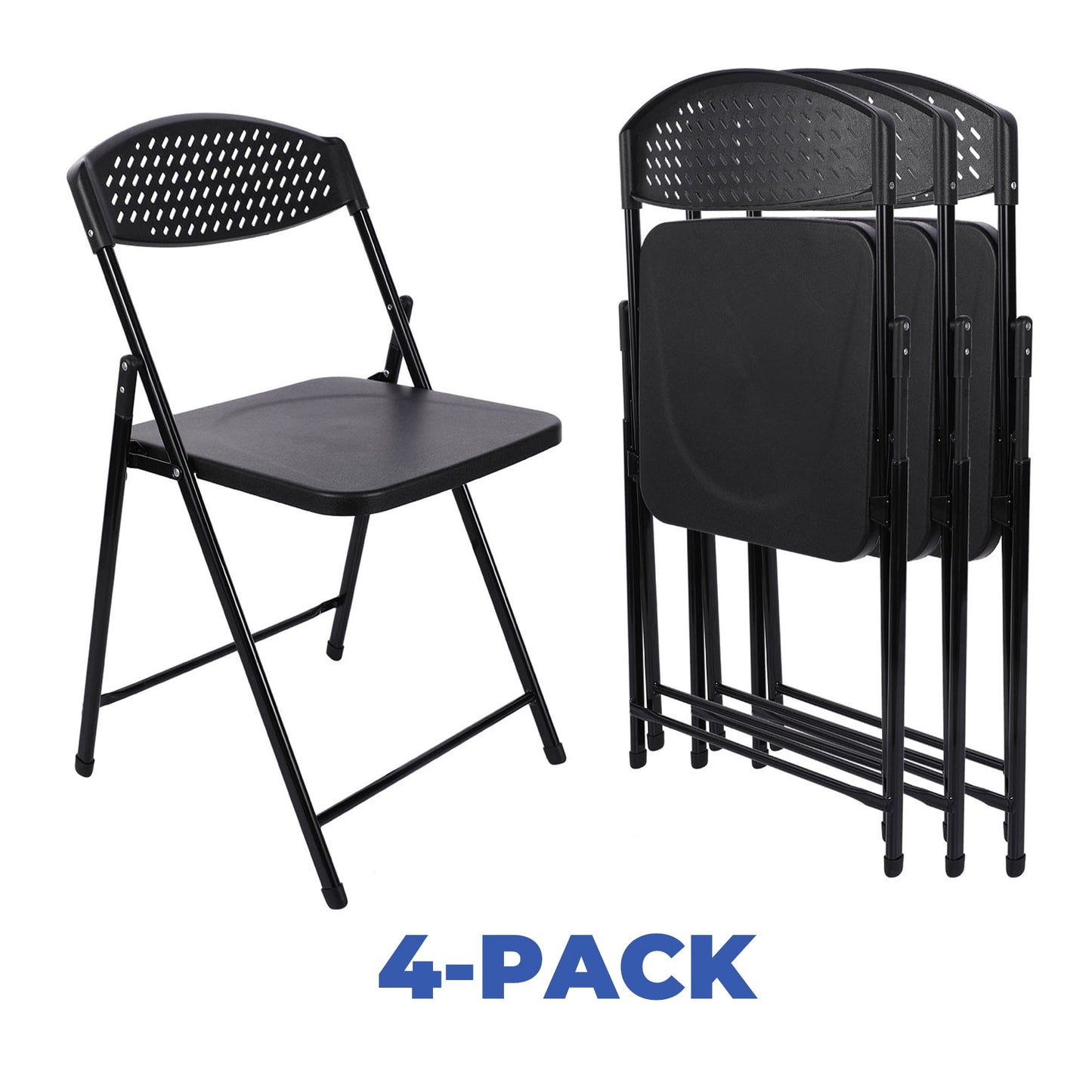 Mainstays Furniture Steel Banquet Folding Chairs Light-Weight Plastic Chairs,White (Set of 4)