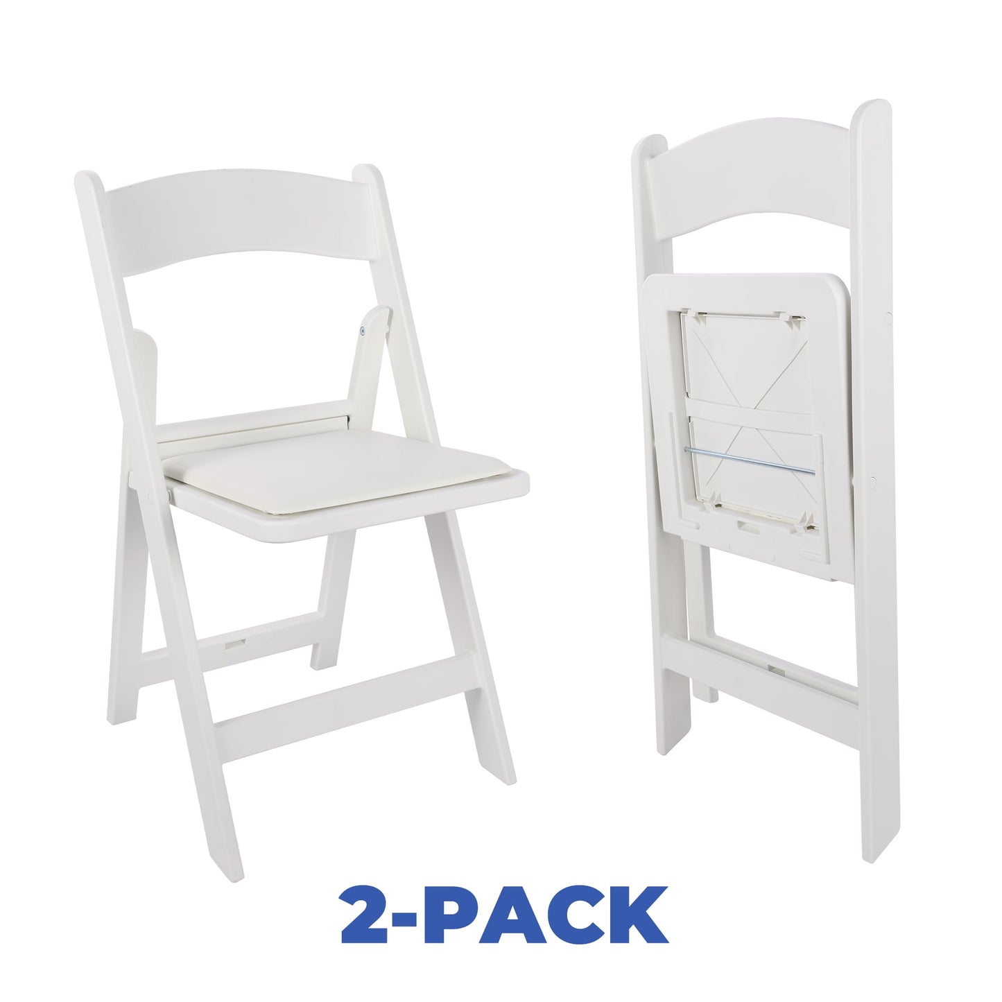 Mainstays Banquet Padded Resin Folding Chair, White (Set of 2)