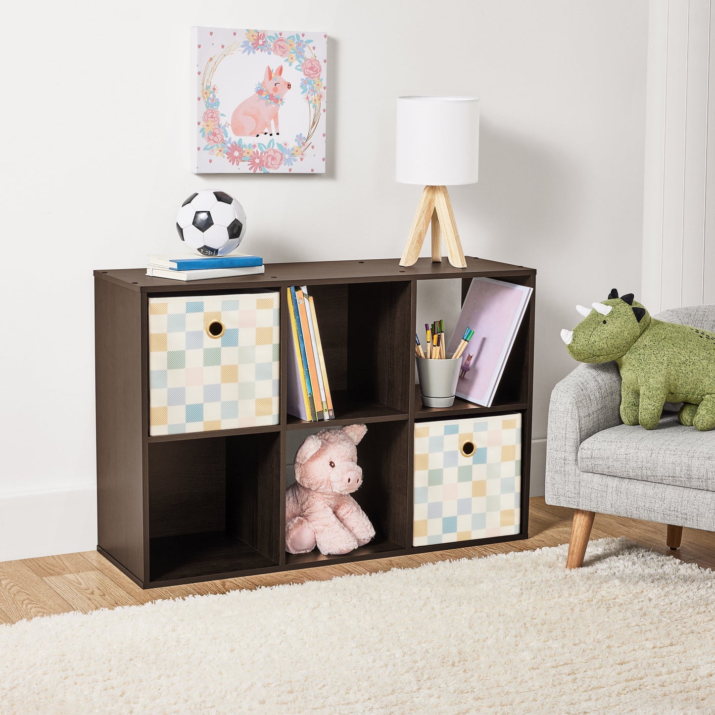 Mainstays 6 Cube Storage Organizer, Espresso