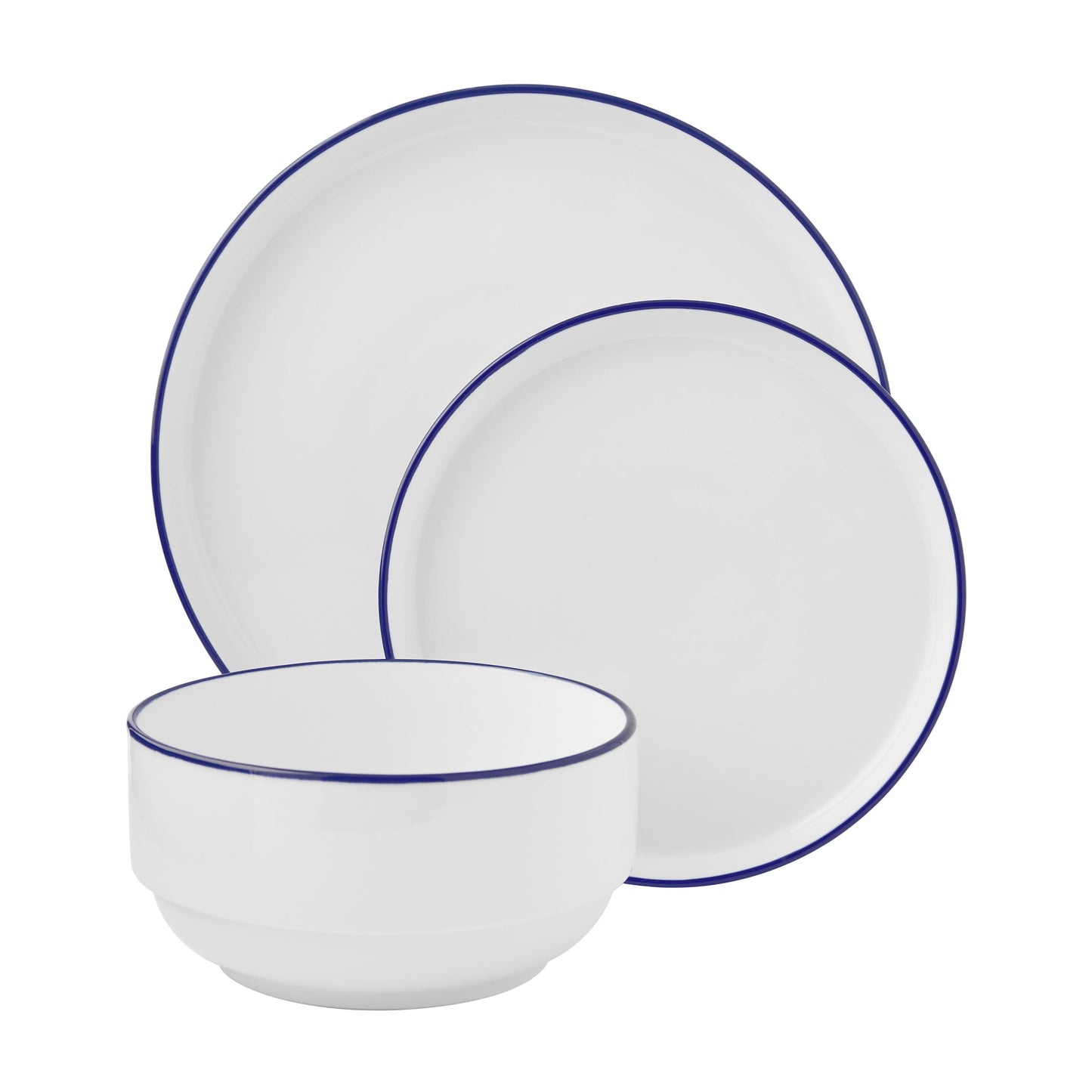 Mainstays Juego de Vajilla de Gres de 12 Piezas Blue Rim