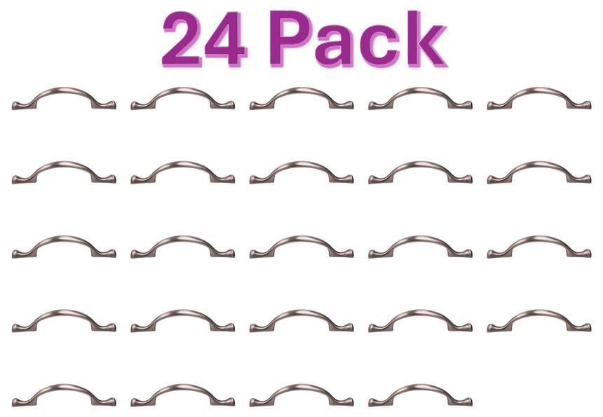 Mainstays 3-Inch Center-to-Center Satin Nickel Footed Cabinet Pull, 24 Pack