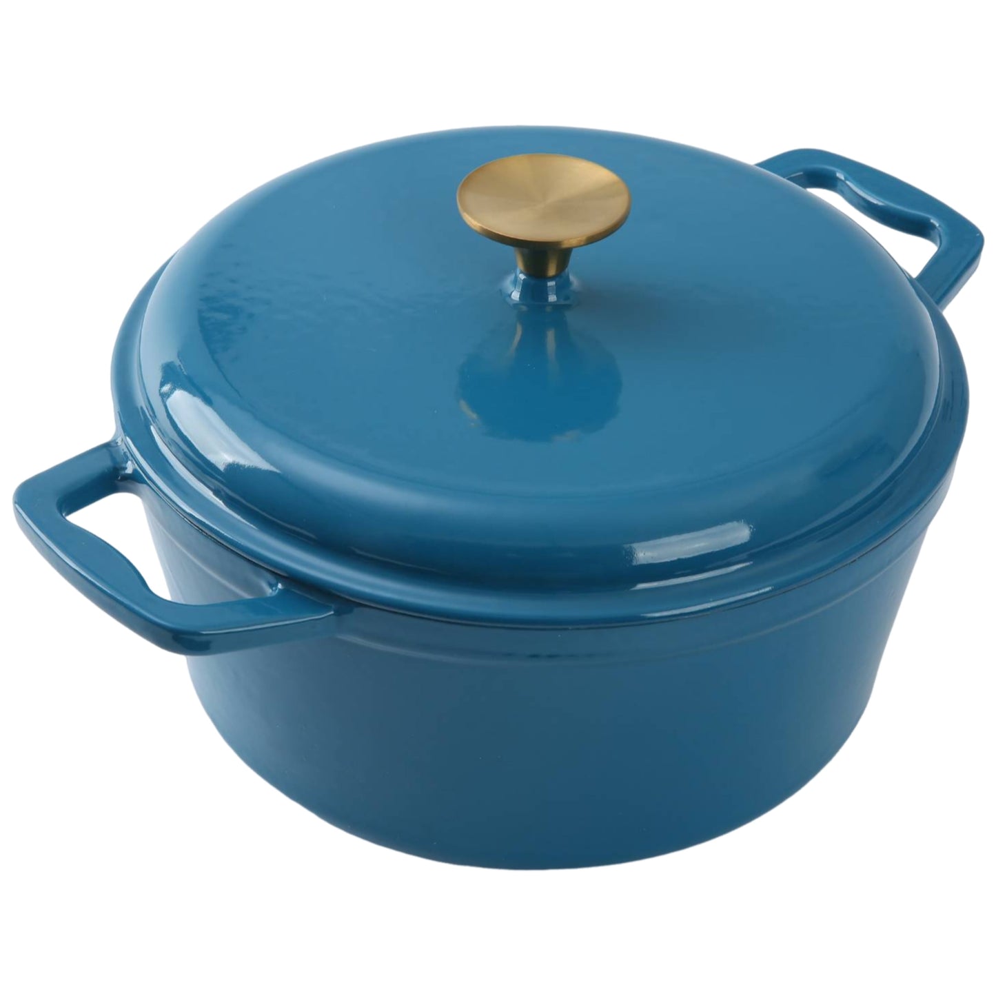 Mainstays Horno Holandés Redondo de Hierro Fundido con Esmalte Cerámico Apto para Horno de 4.75 Qt, Azul