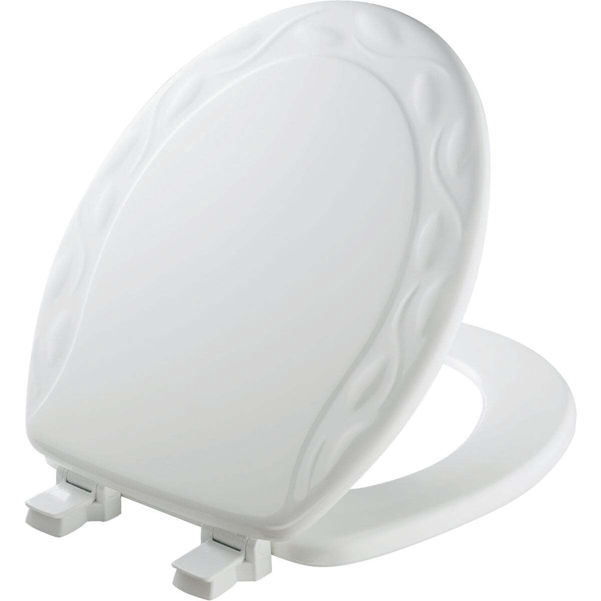 Mayfair Ivy Round Enameled Wood Toilet Seat in White with Stay·Tite