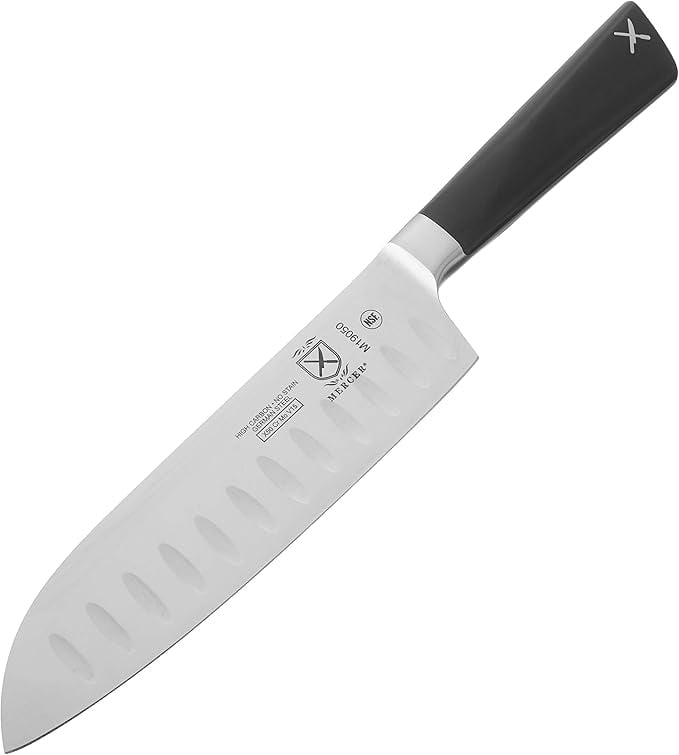 Mercer Culinary Züm Forged Carbon Steel Santoku Knife, 7 Inch,Black